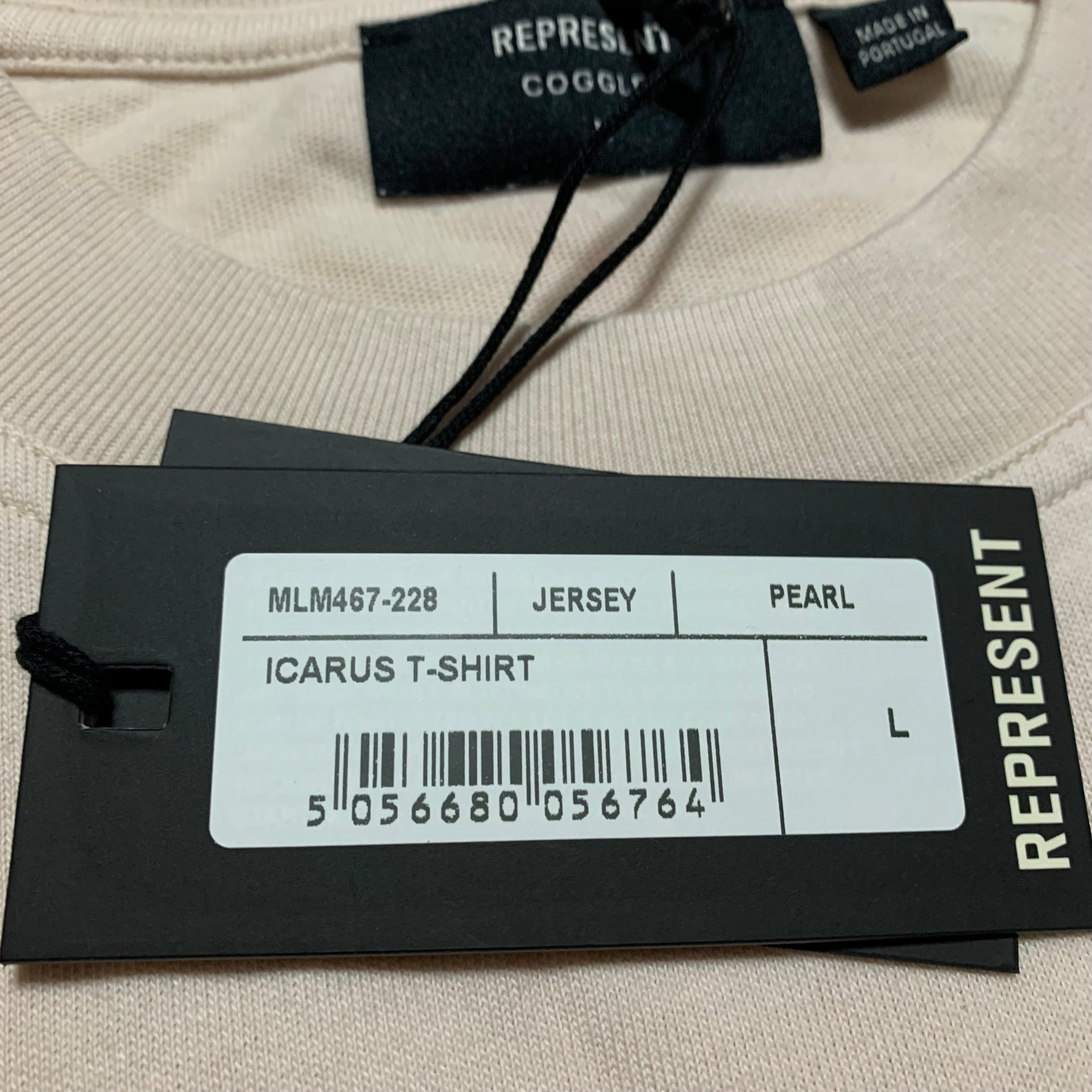 Represent Large Icarus Pink Pearl White Tee Coggles Limited Edition