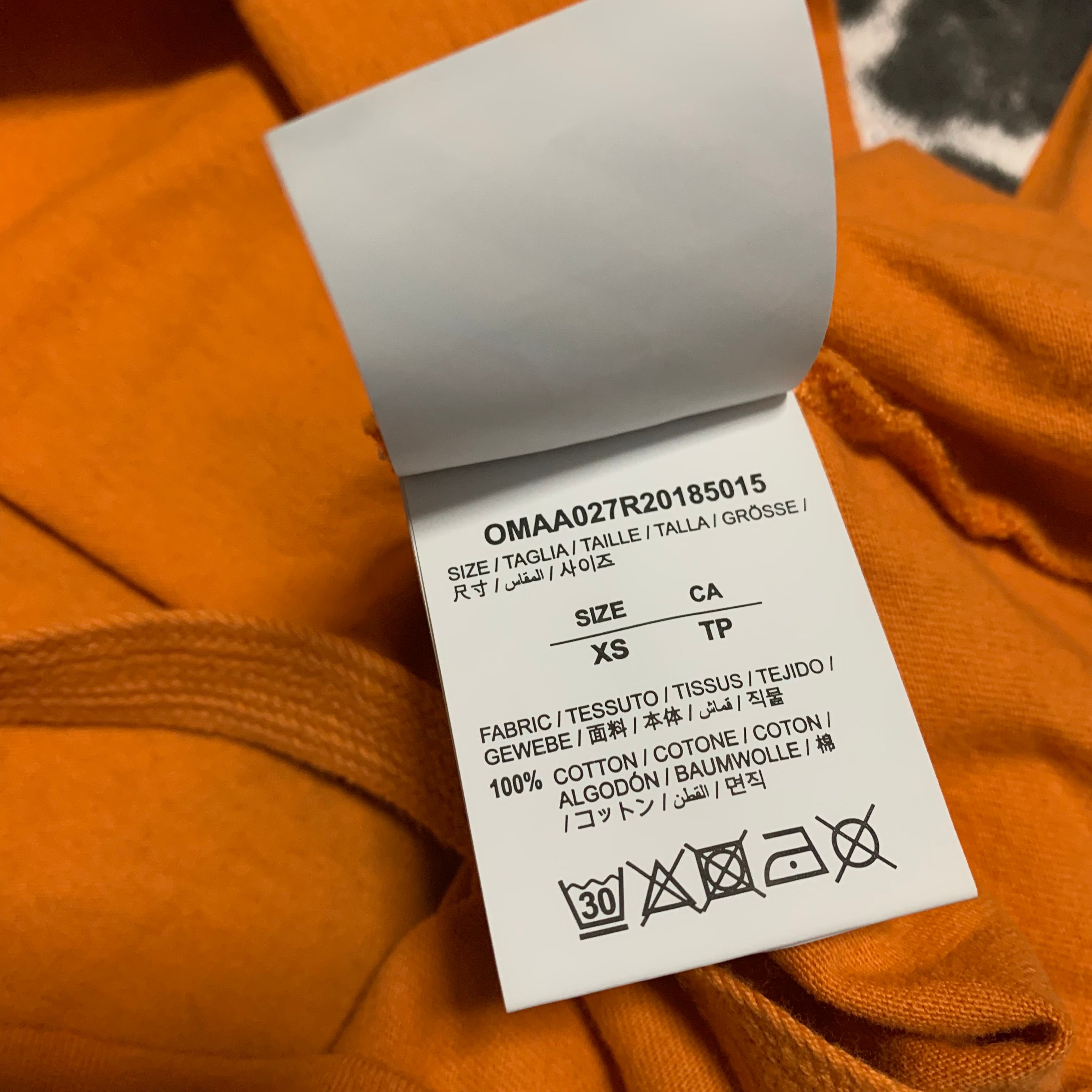 Off White XS Spray Paint Arrows Orange Tee Virgil Abloh 2020