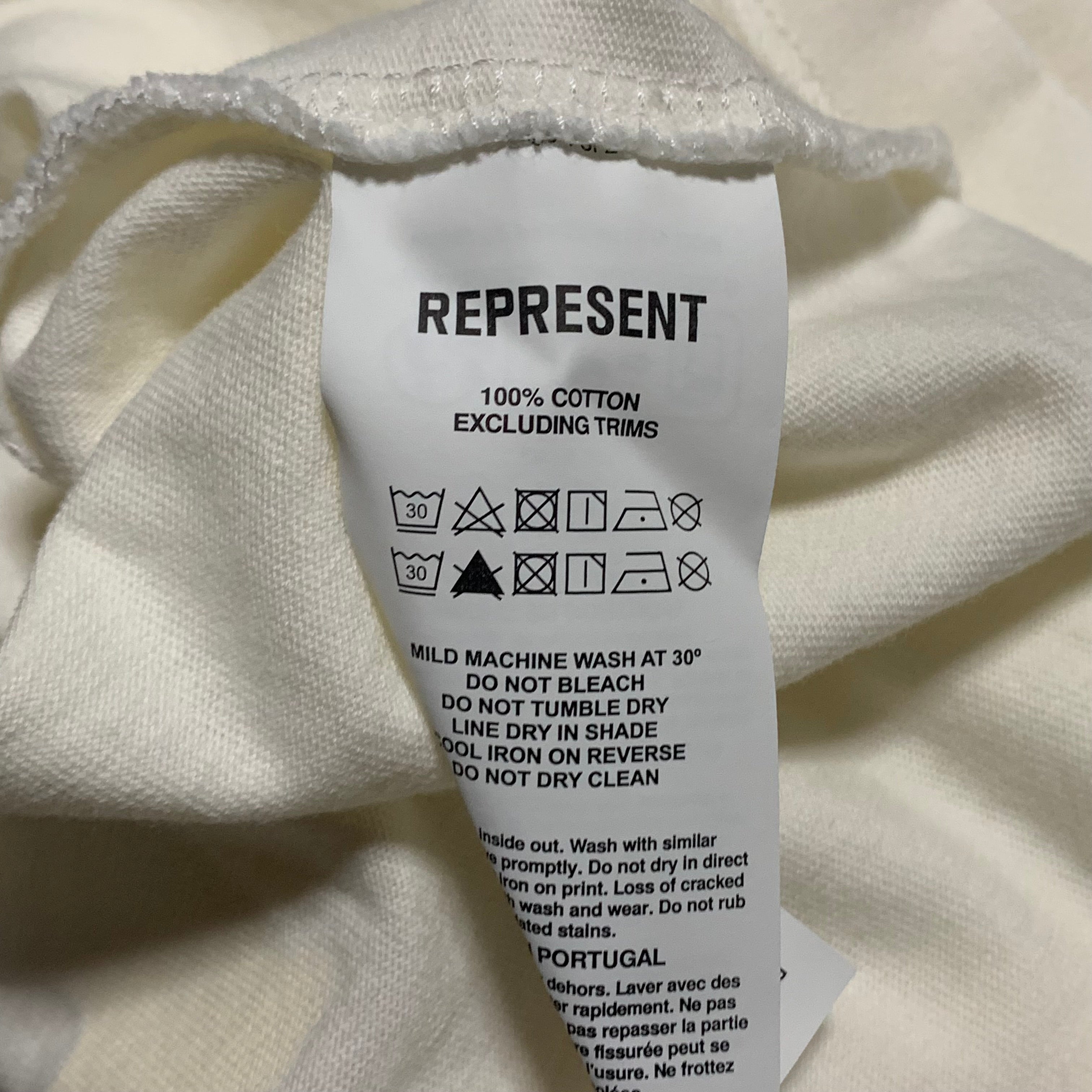 Represent XS Masking Tape Flat White Long Sleeve Tee