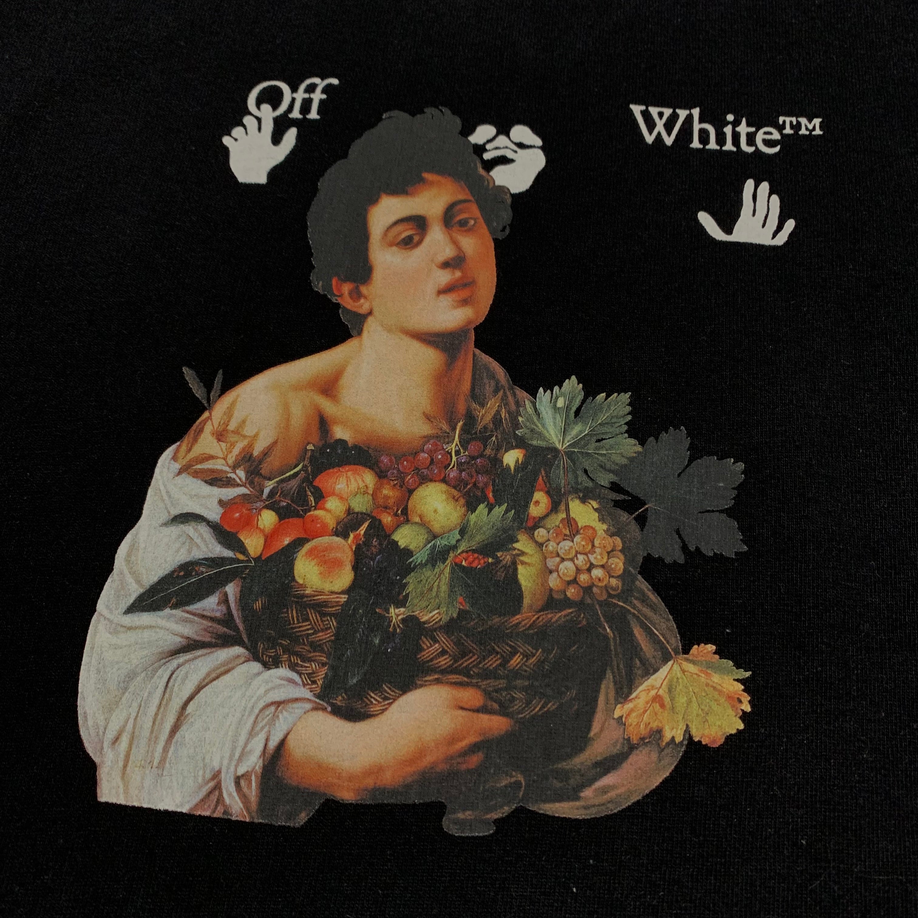 Off White XS Caravaggio Boy Arrows Black Tee Virgil Abloh
