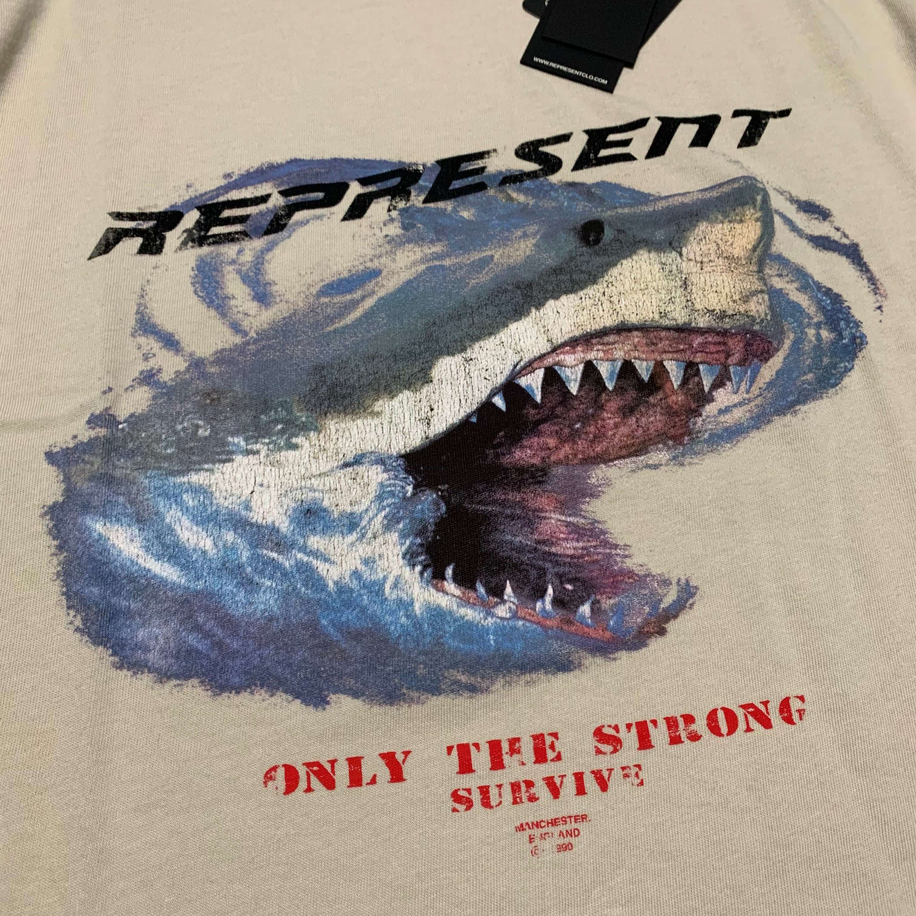 Represent Large Only The Strong Survive Vintage White Tee Shark
