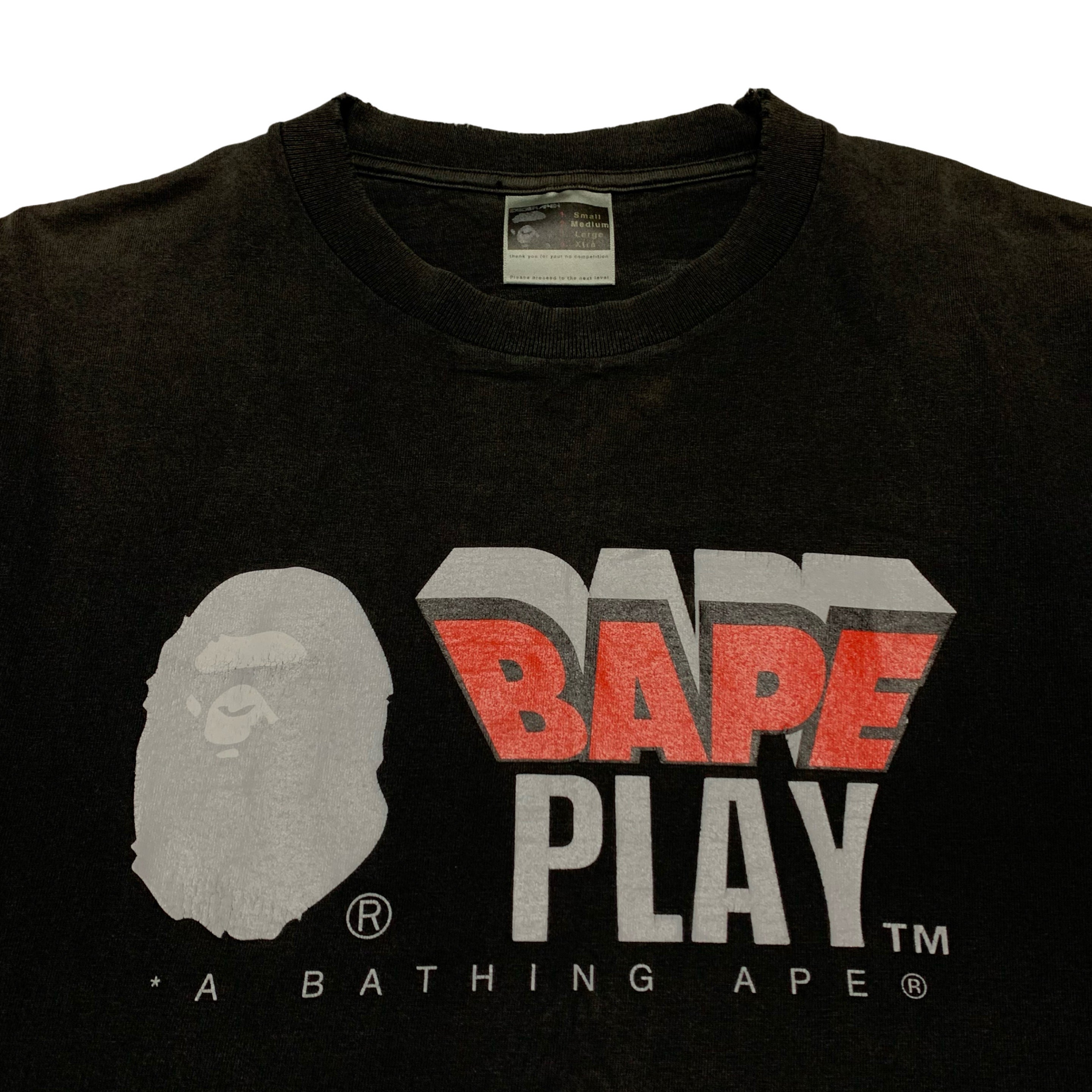 Bape Medium Play Graphic Black Tee A Bathing Ape Vintage OG 1999