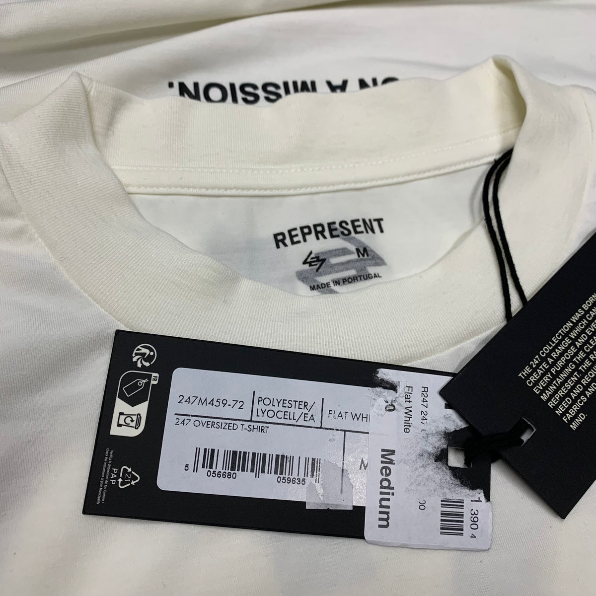 Represent Medium 247 Oversized Flat White T-Shirt