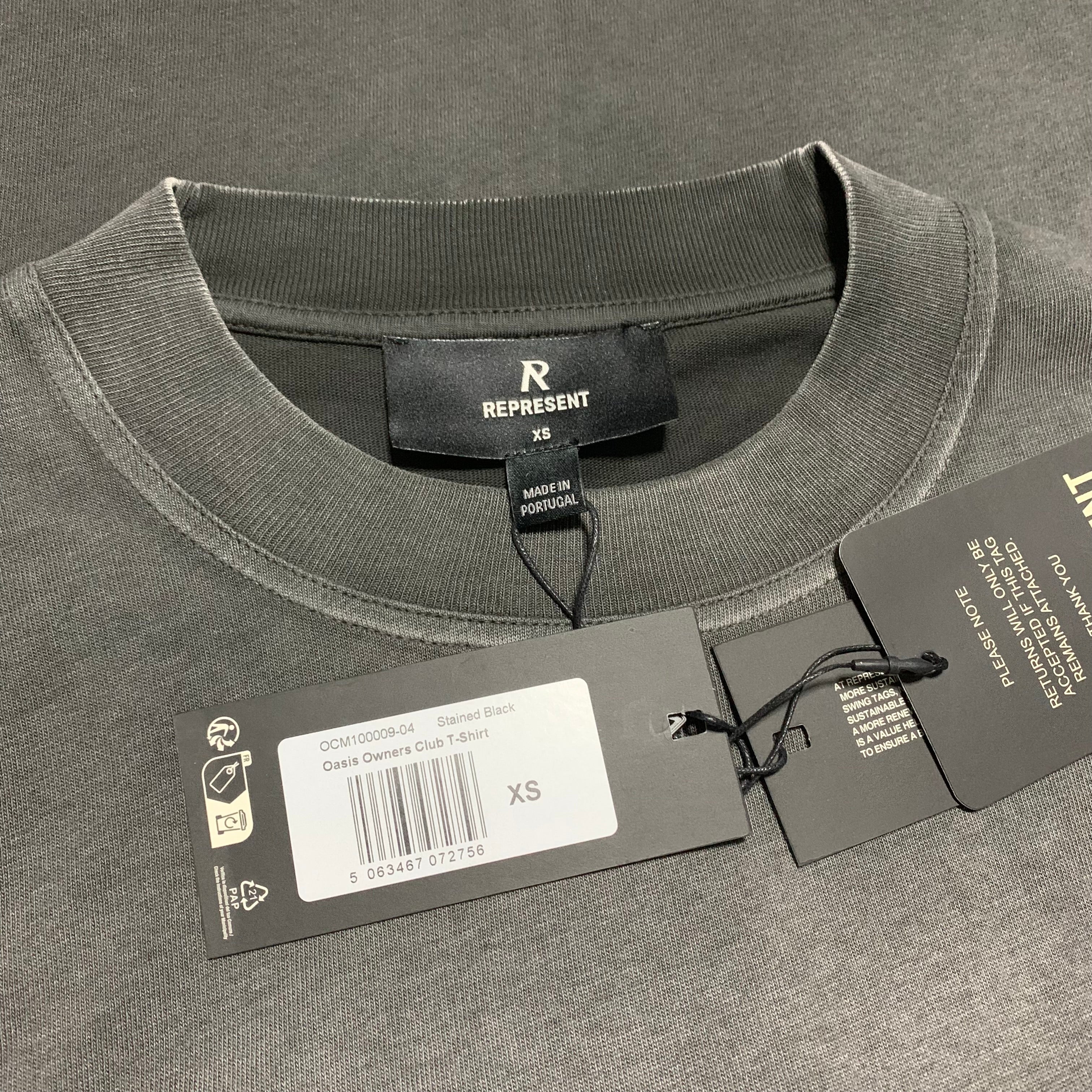 Represent x Oasis XS Owners Club Stained Black Tee