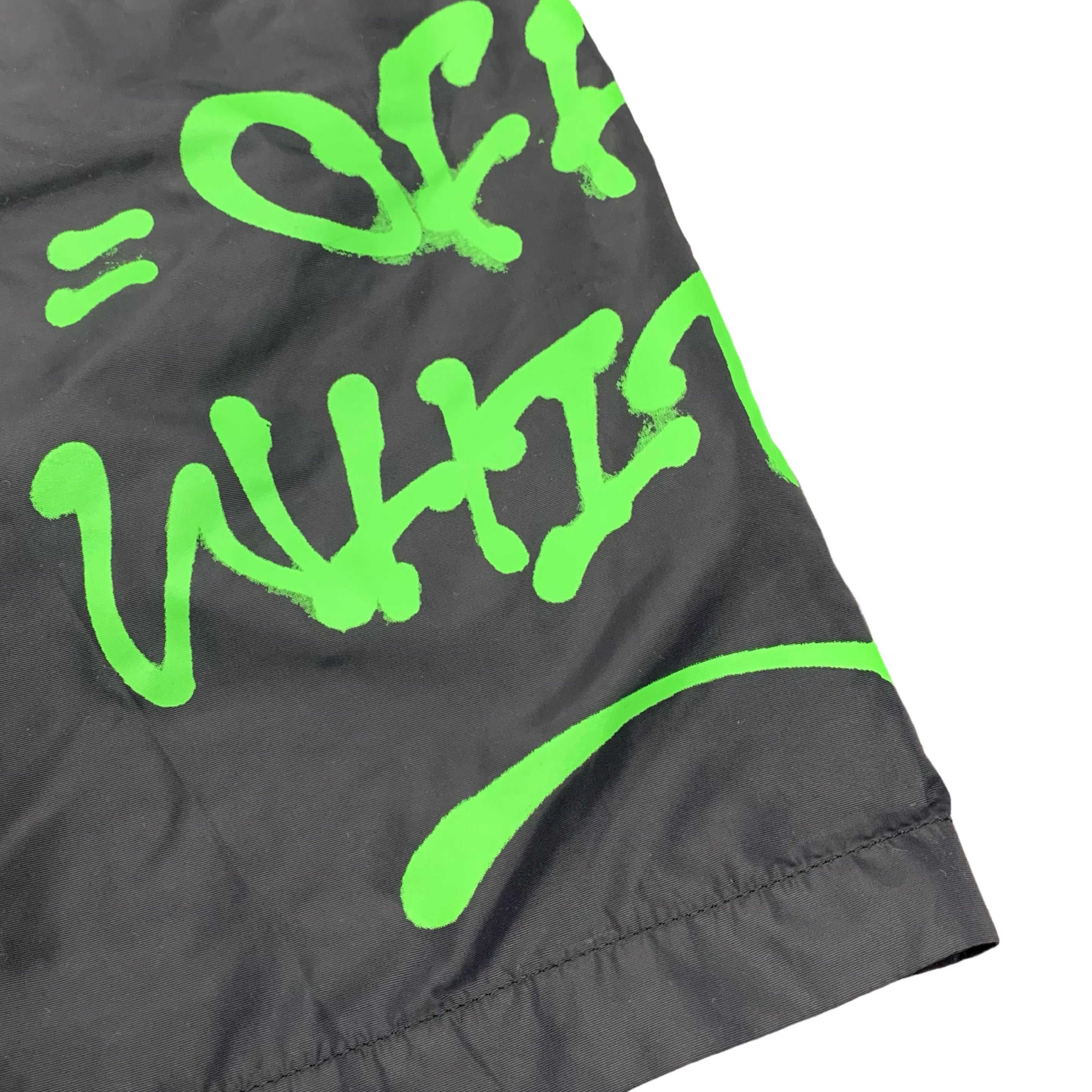 Off White Small Swim Shorts Graffiti Logo Black Bottoms Virgil Abloh