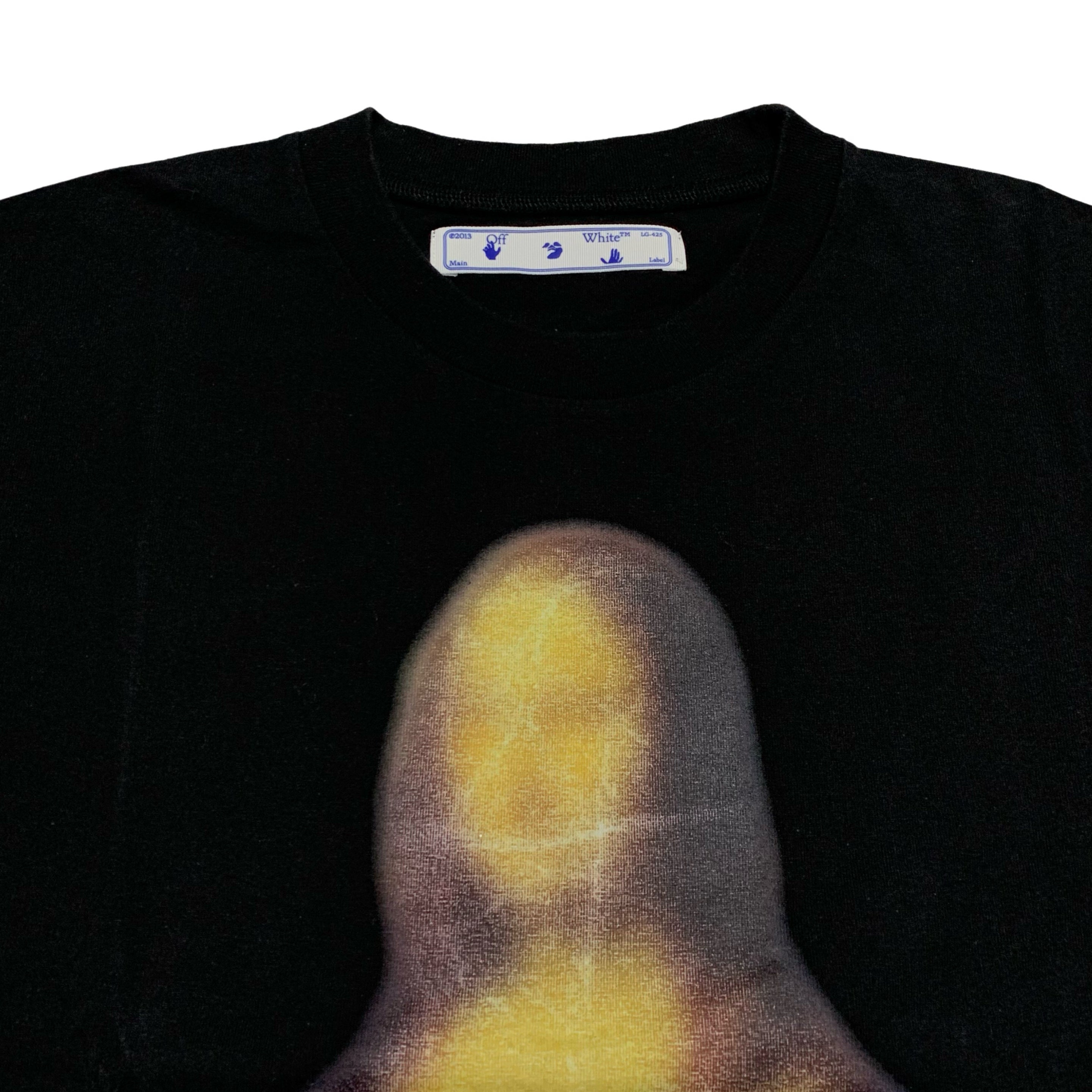 Off White Medium Mona Lisa Blurred Arrows Black Tee Virgil Abloh