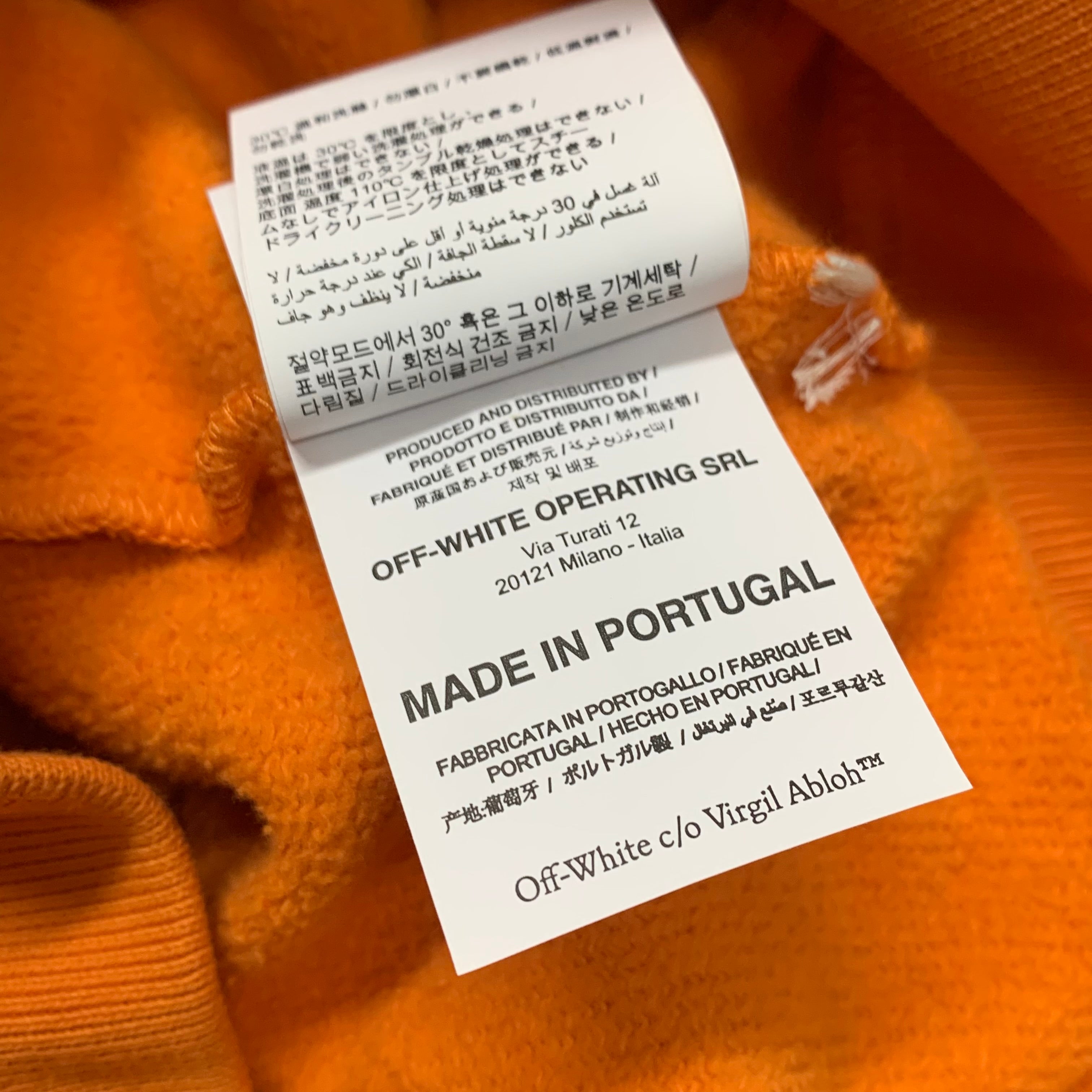Off White XS Hoodie Tape Arrows Orange Hoodie Virgil Abloh