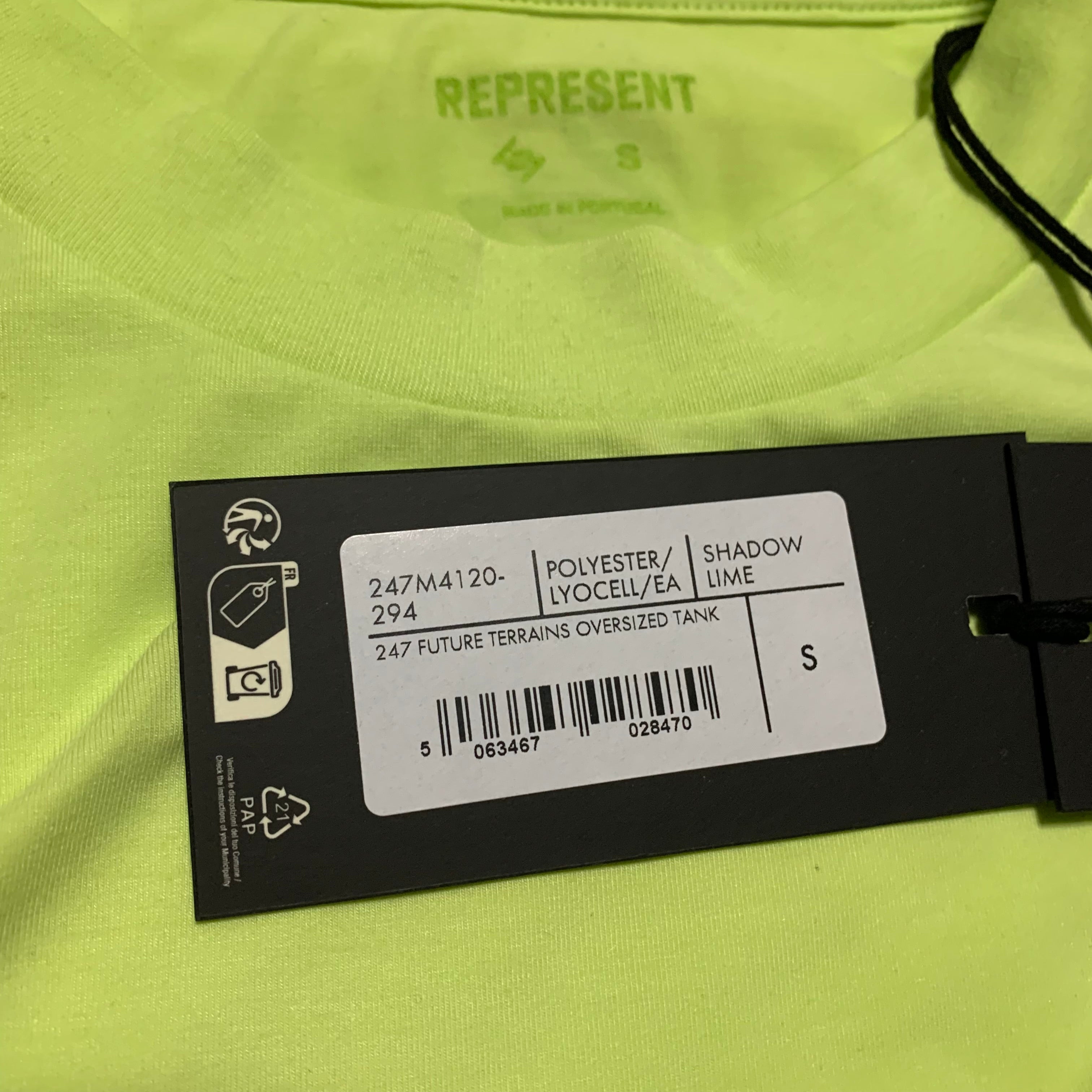 Represent Small 247 Future Terrains Oversized Tank Top Shadow Lime Green