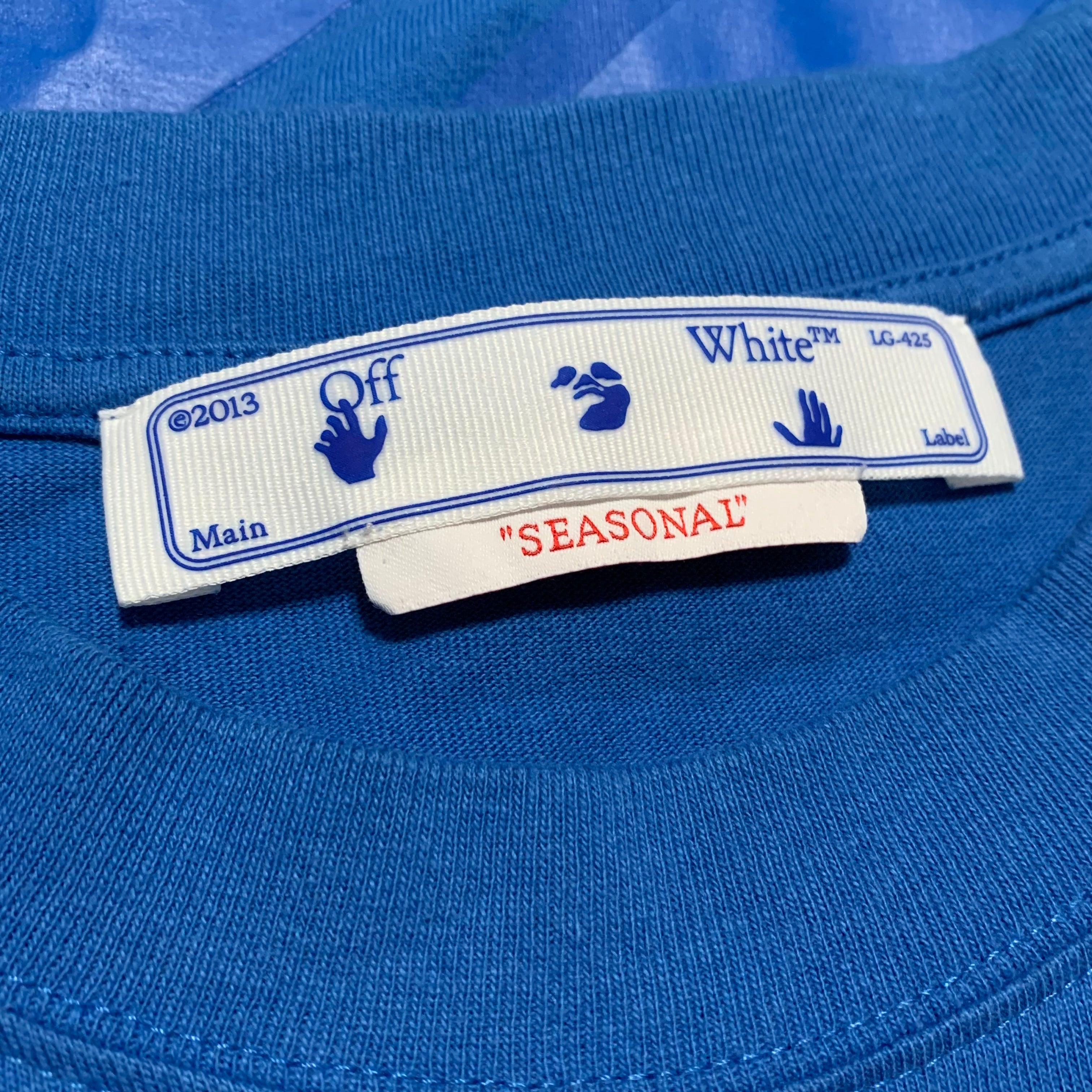 Off White XL Diag Tab Blue Tee Virgil Abloh