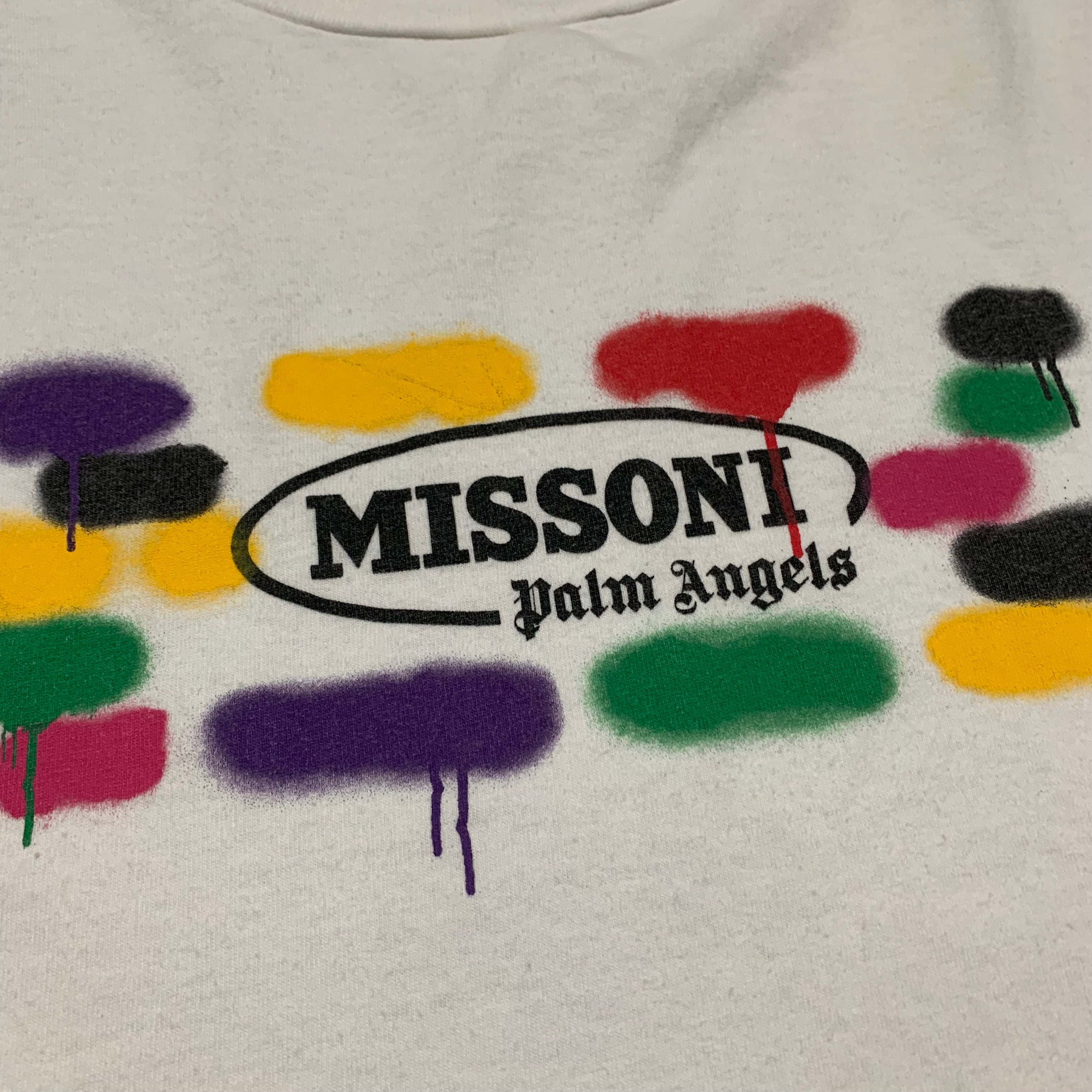 Palm Angels Large Missoni Spray Paint White Tee