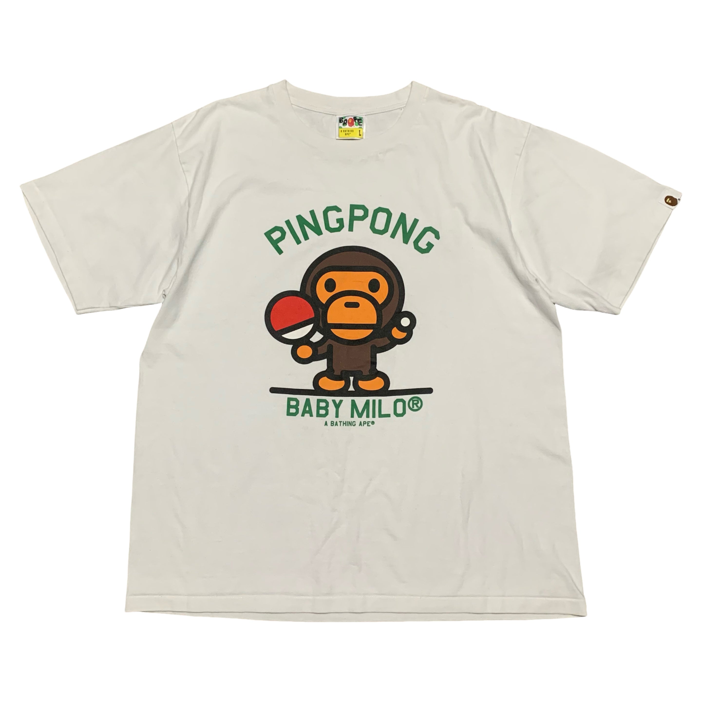 Bape Large Baby Milo Ping Pong White Tee A Bathing Ape