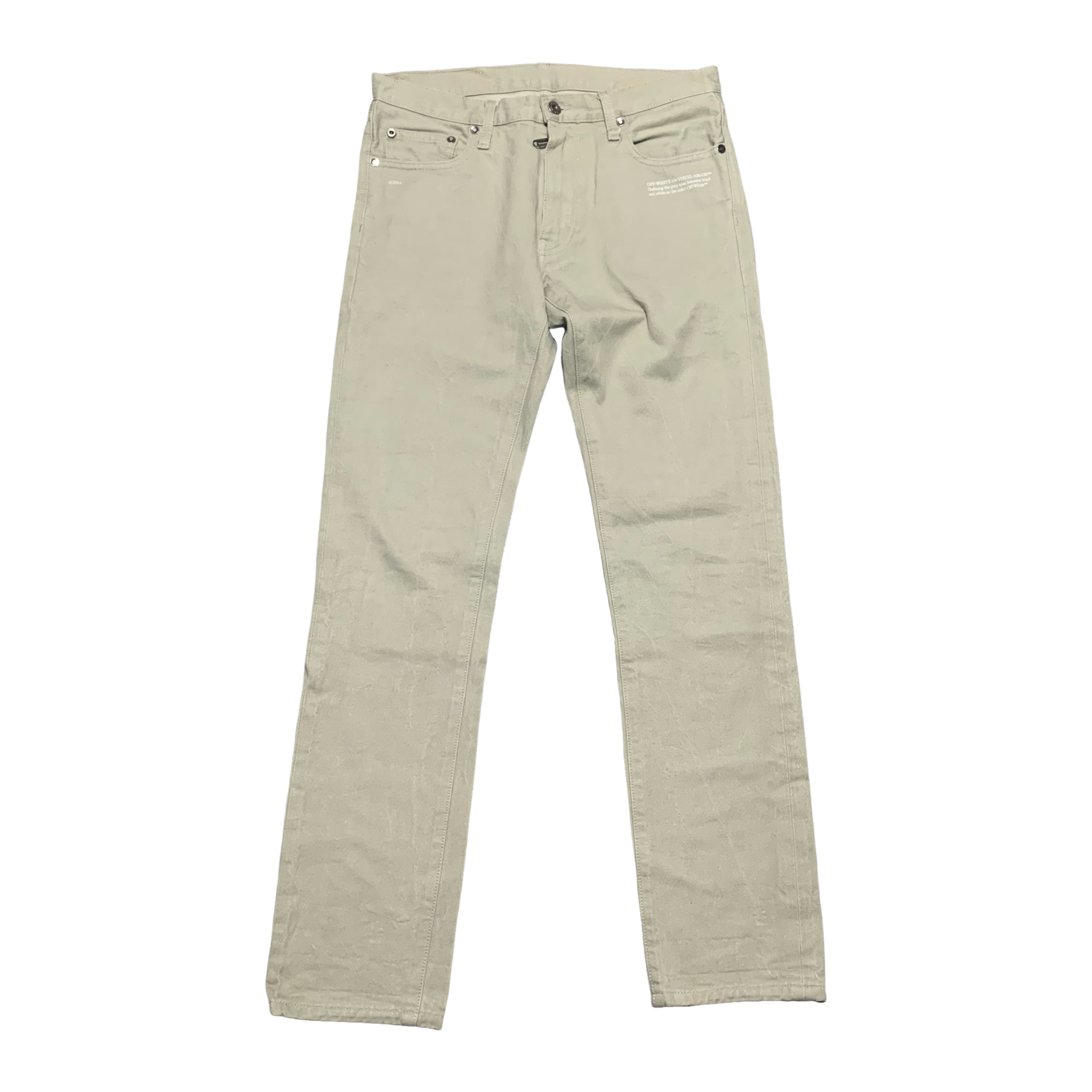 Off White Small Jeans Beige Denim Straight Bottoms Virgil Abloh 31