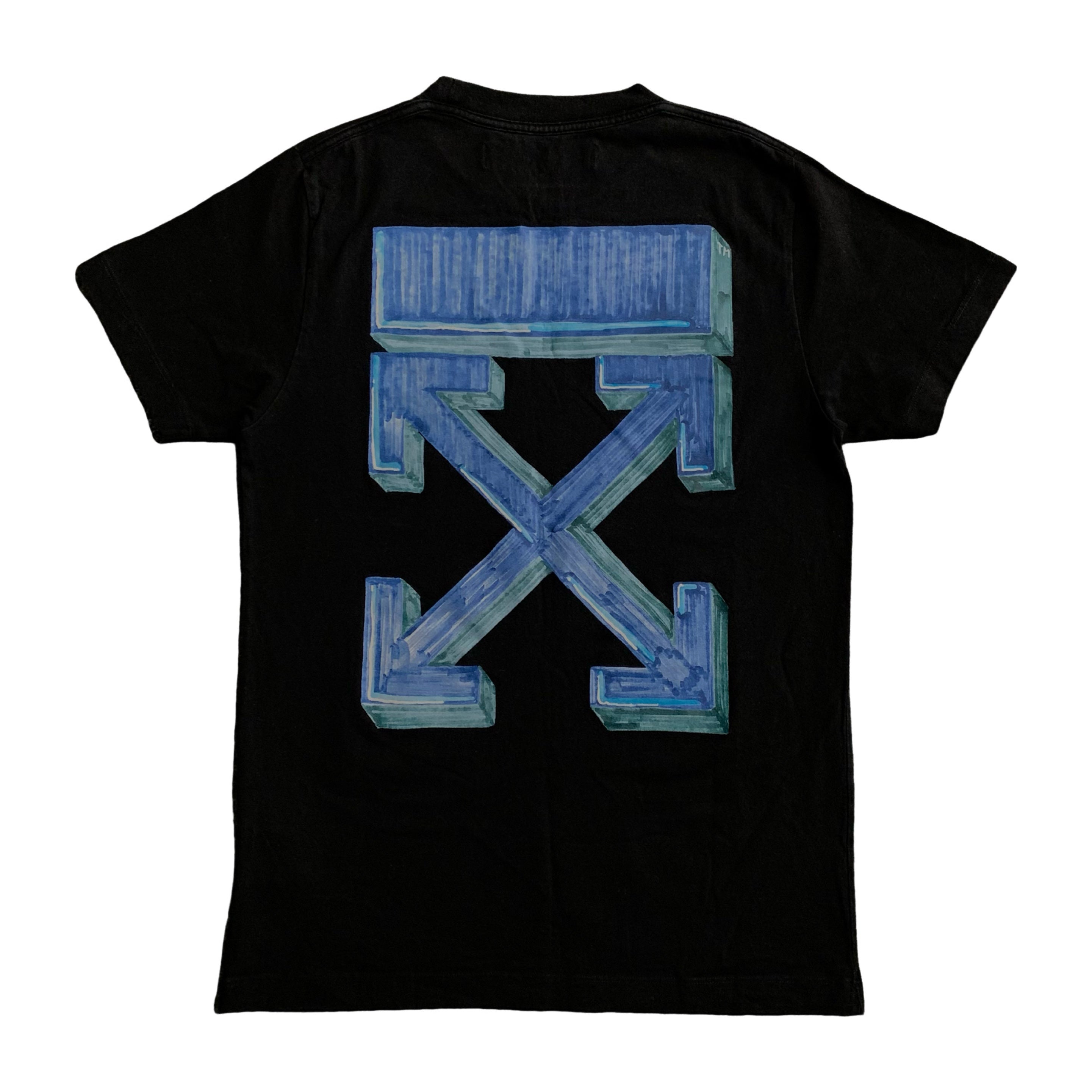 Off White Small Tee Marker Arrows Black T-Shirt Virgil Abloh Blue Graphic