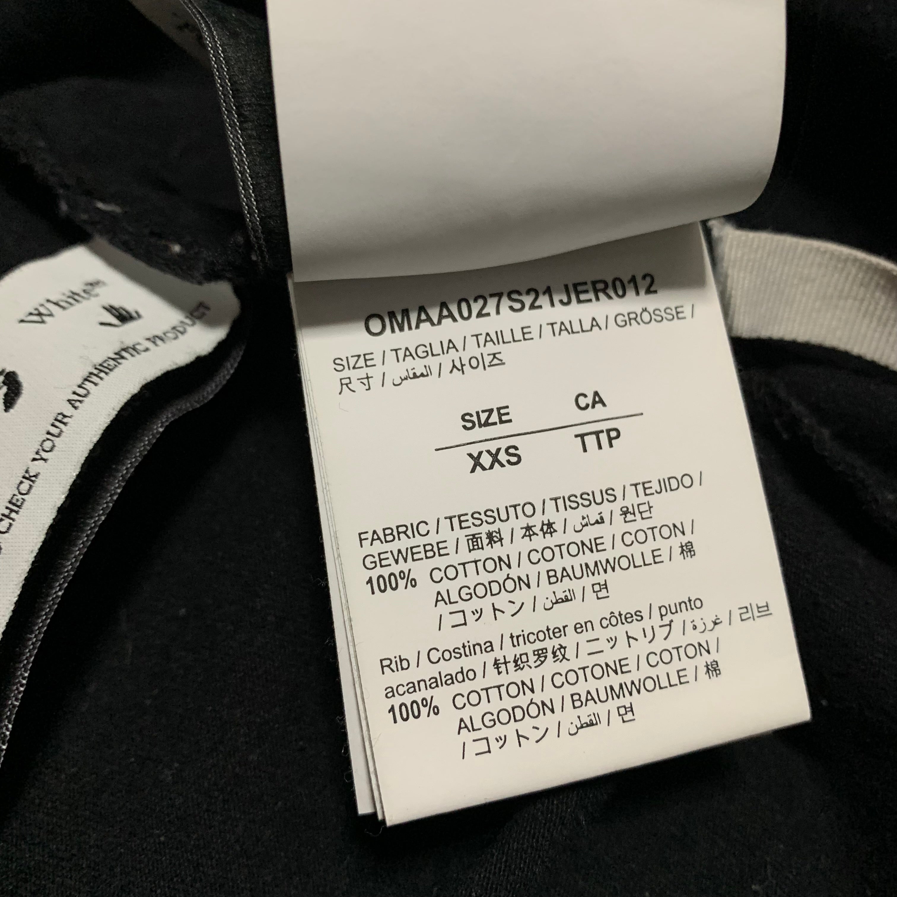 Off White XXS Bolt Arrows Black Tee Virgil Abloh