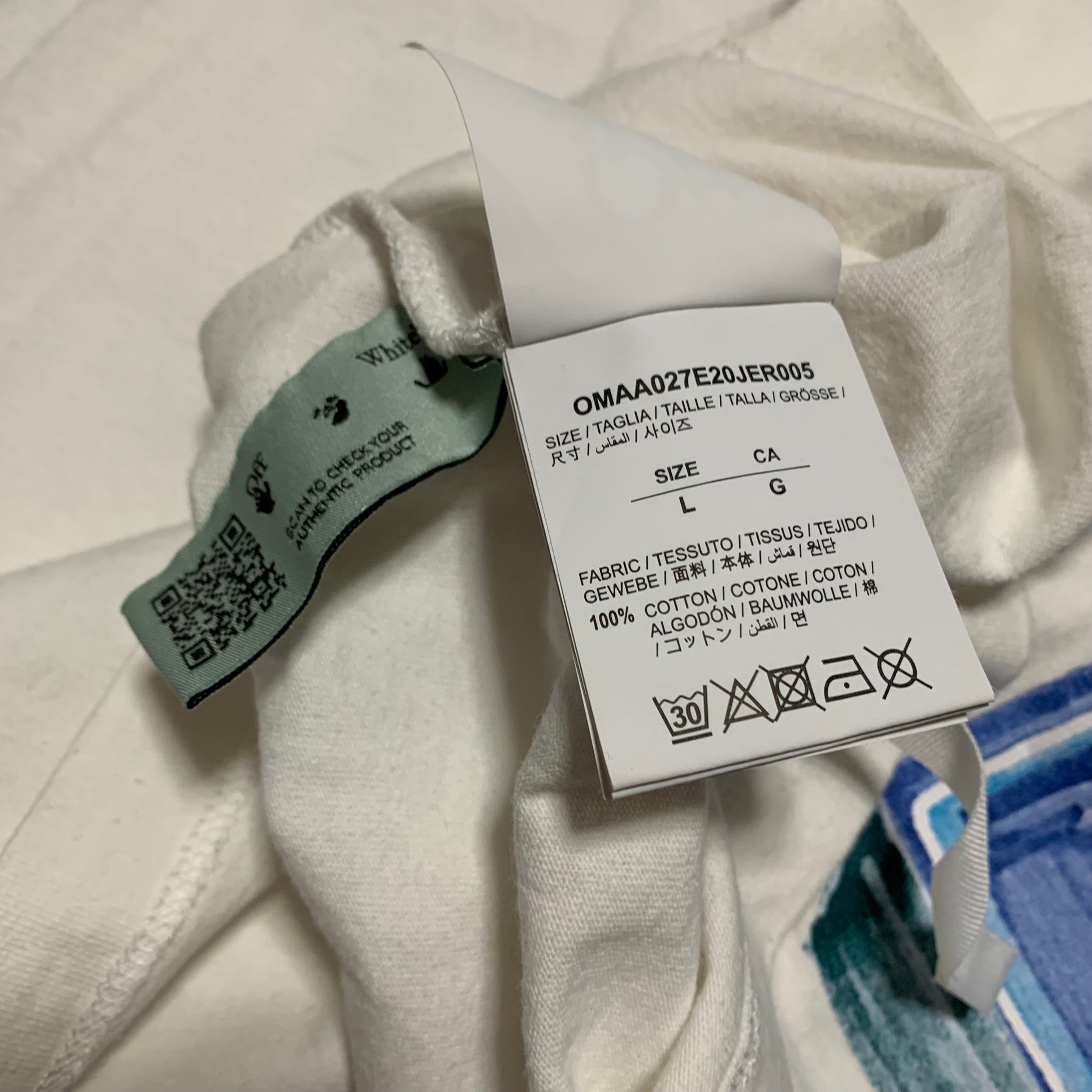 Off White Large Marker Arrows White Tee Virgil Abloh Blue Graphic