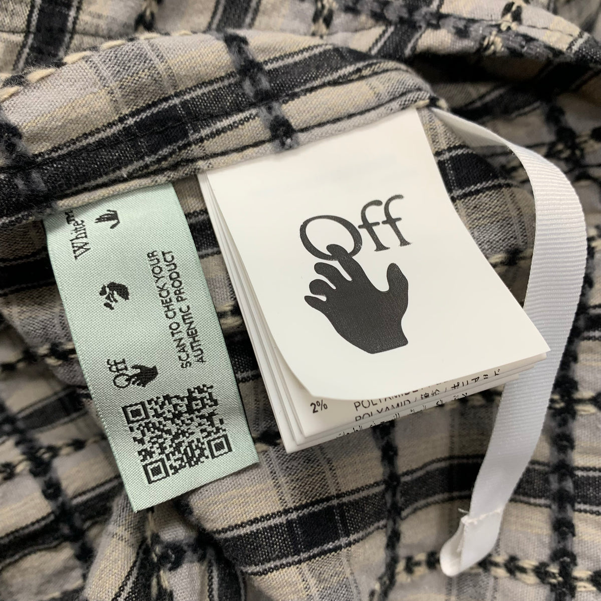 Off White Small Shirt Flannel Check Grey Top Virgil Abloh