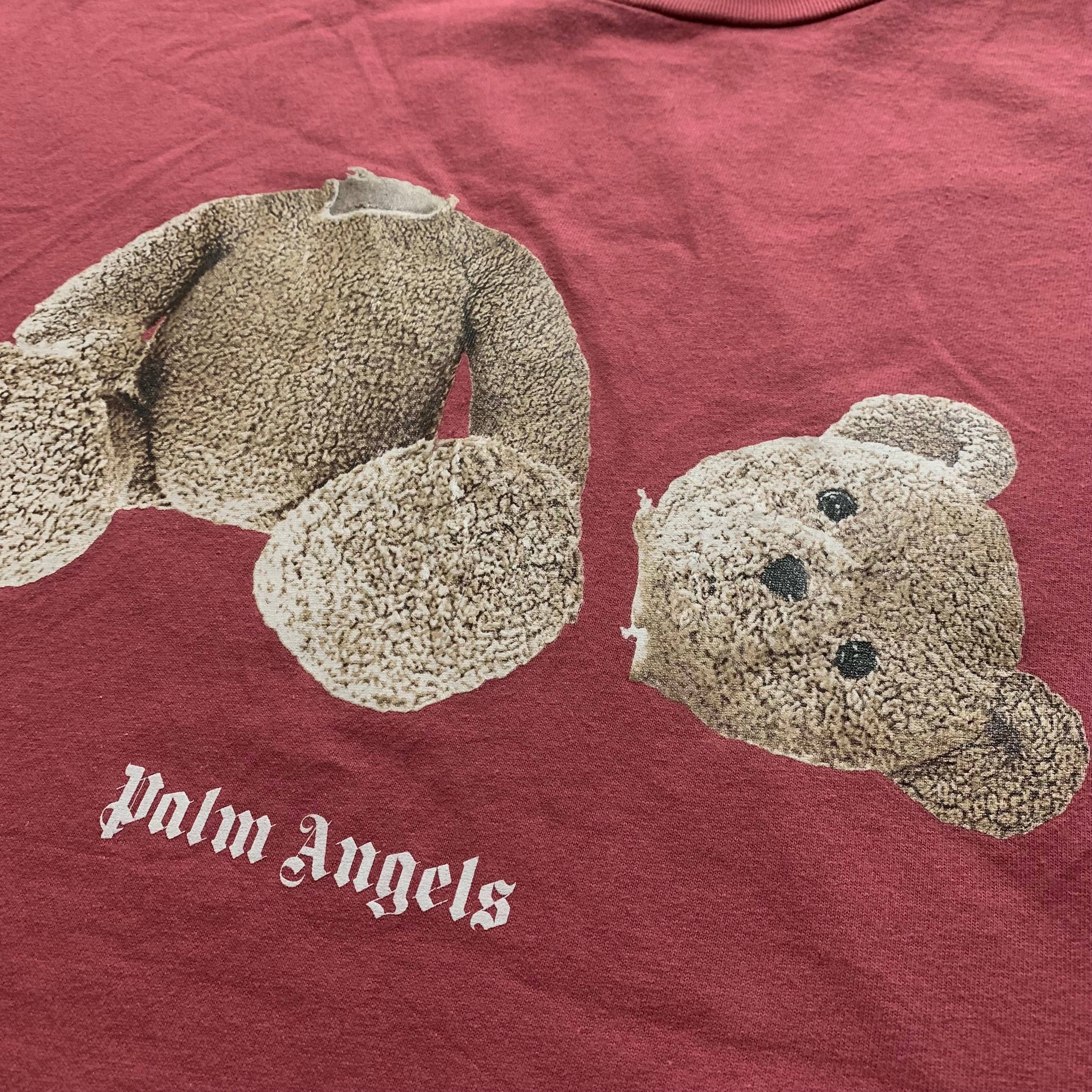 Palm Angels Medium Tee Bear Classic Burgundy Red  Rose Pink T-Shirt