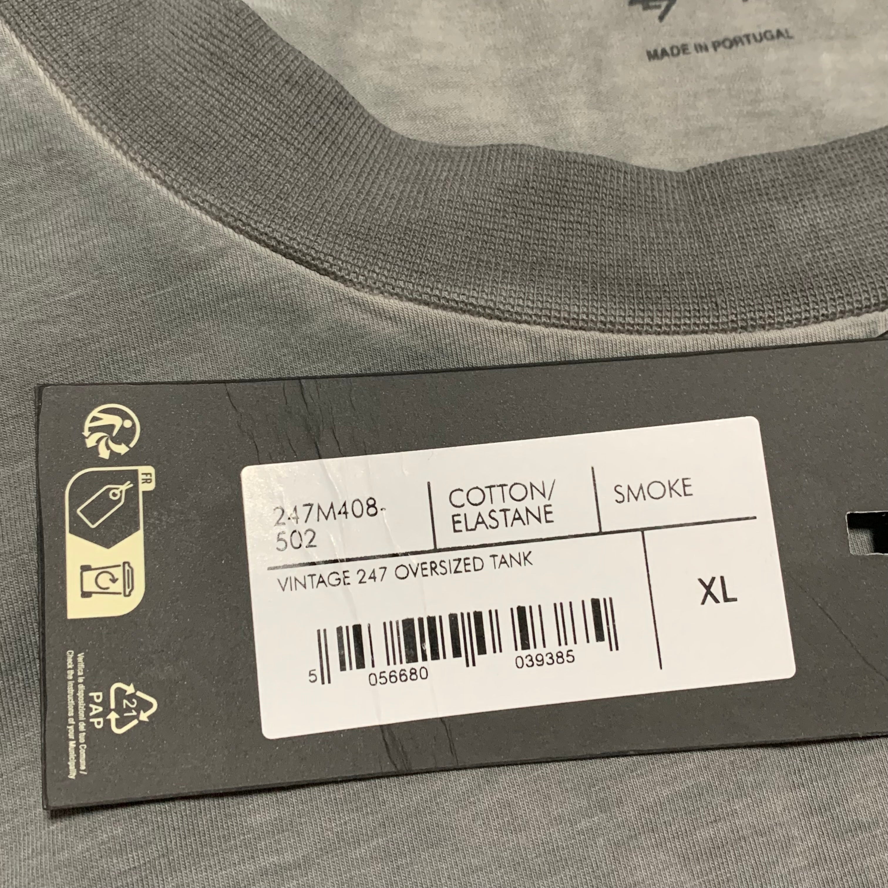 Represent XL Vintage 247 Tank Smoke Grey Oversized Top