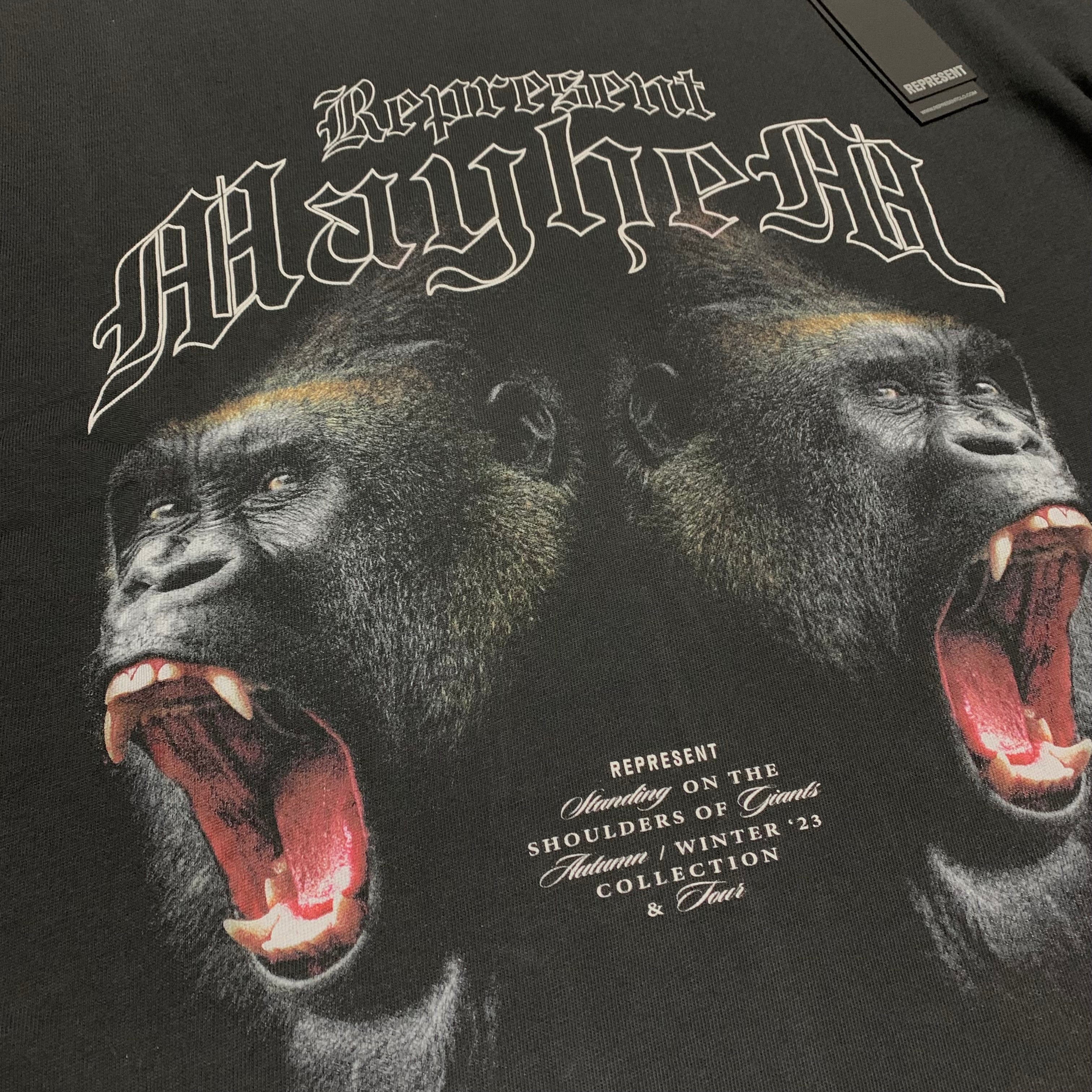 Represent XS Mayhem Vintage Black Tee Gorilla Graphic
