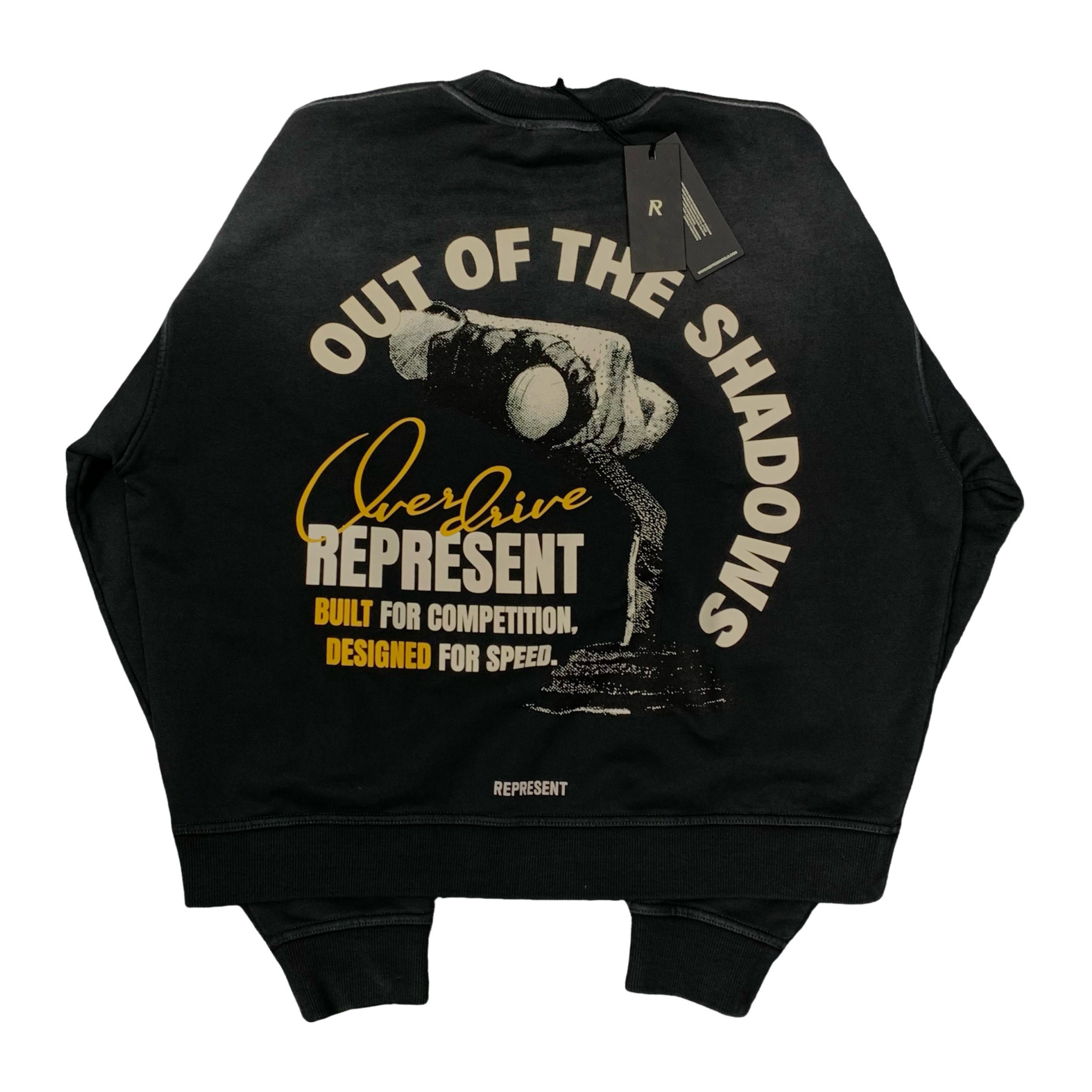 Represent XXS Sweater Out Of The Shadows Stained Black Oversized Sweatshirt Crewneck