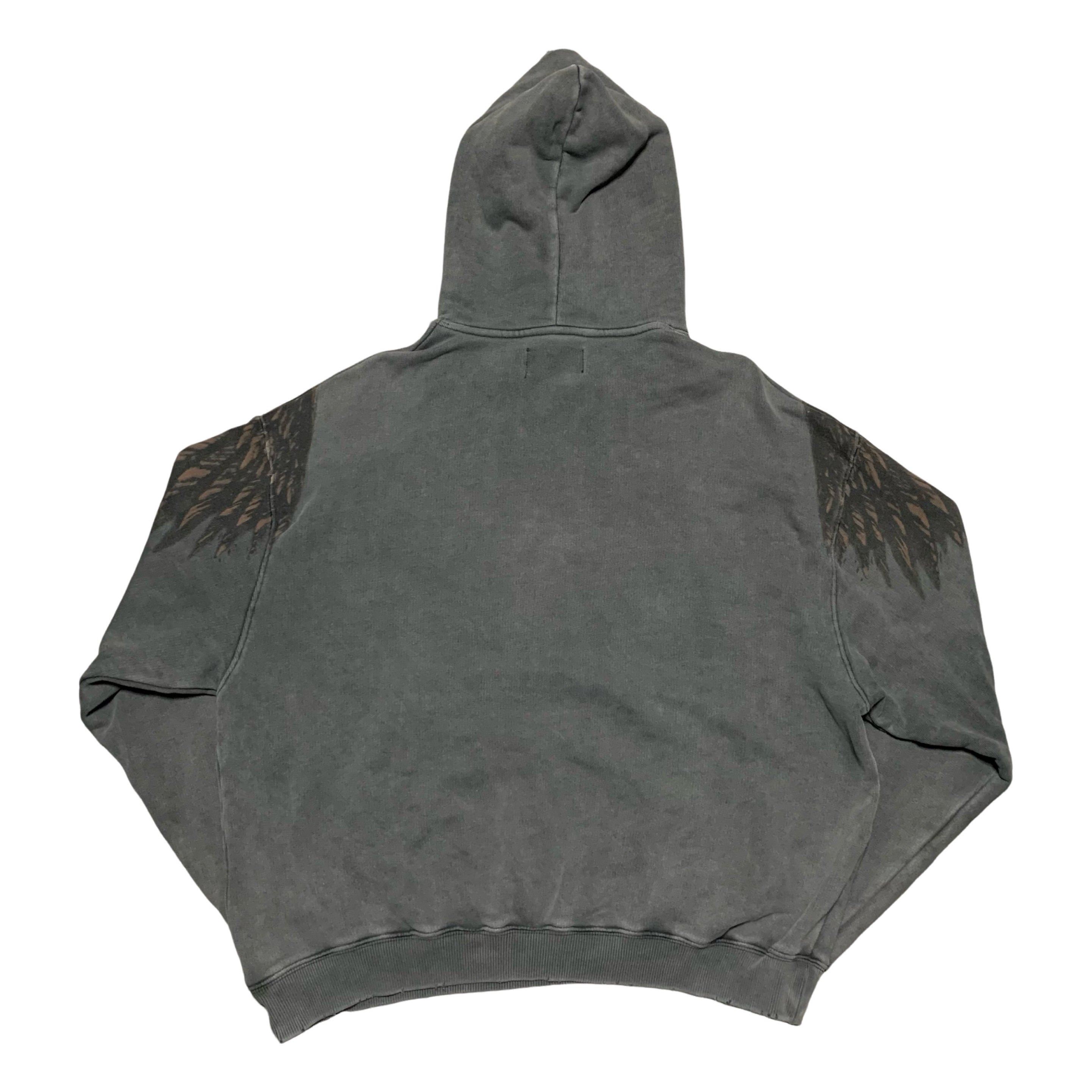 Represent Medium Terrier Eagle Vintage Grey Hoodie Distressed