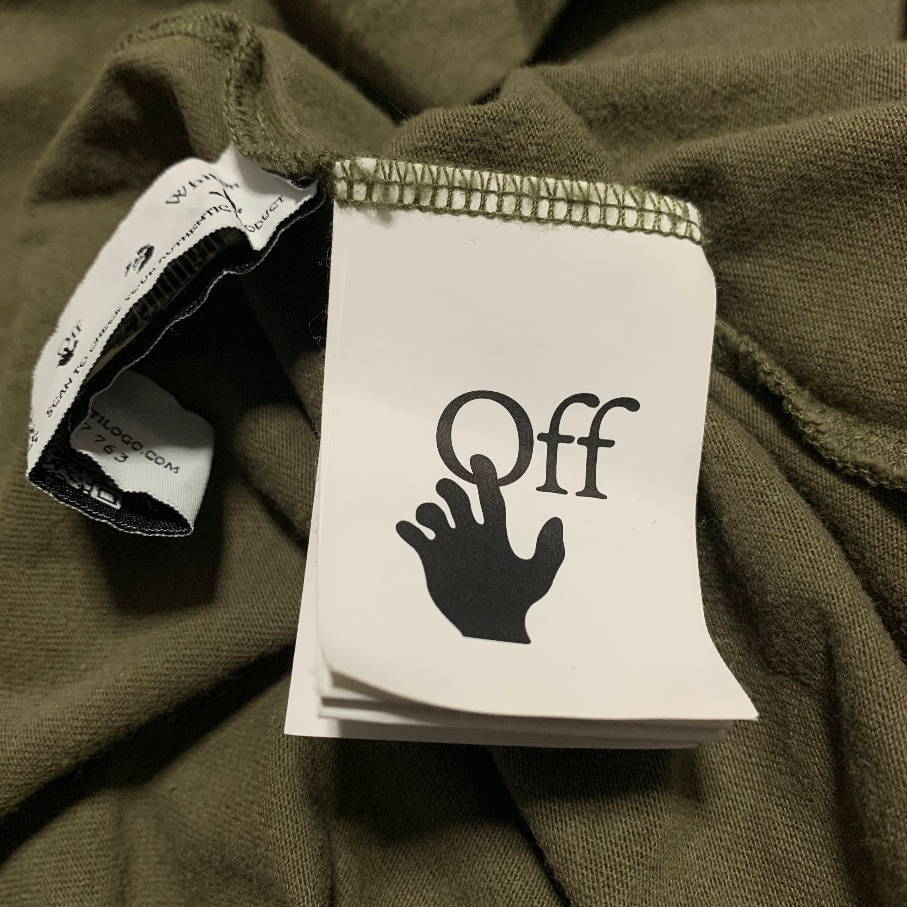 Off White XL Brick Arrows Khaki Green Tee Virgil Abloh