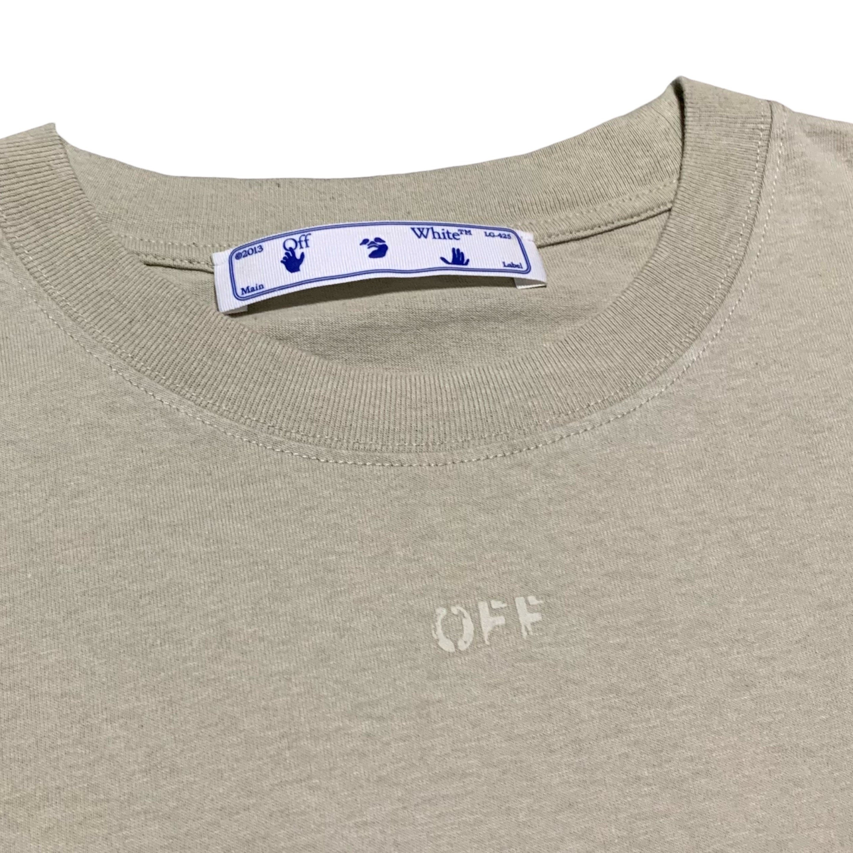 Off White Large Arrows Tab Beige Khaki Tee Virgil Abloh