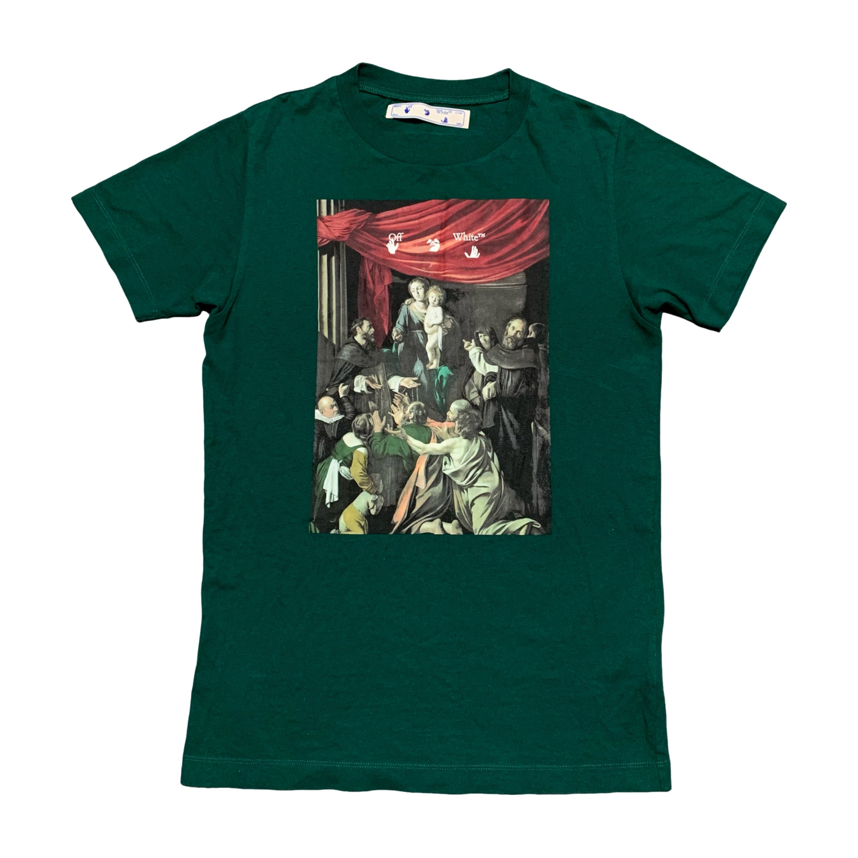 Off White Small Caravaggio Graphic Green Tee Virgil Abloh