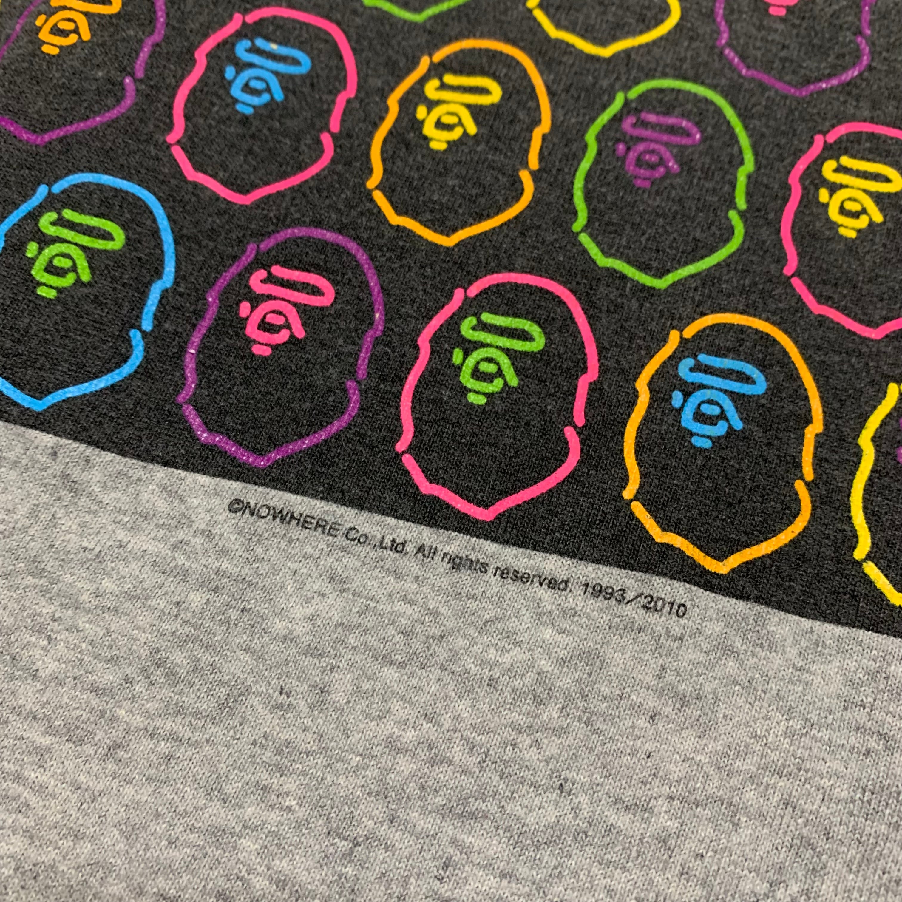 Bape Medium Neon Ape Graphic Grey Tee 2010