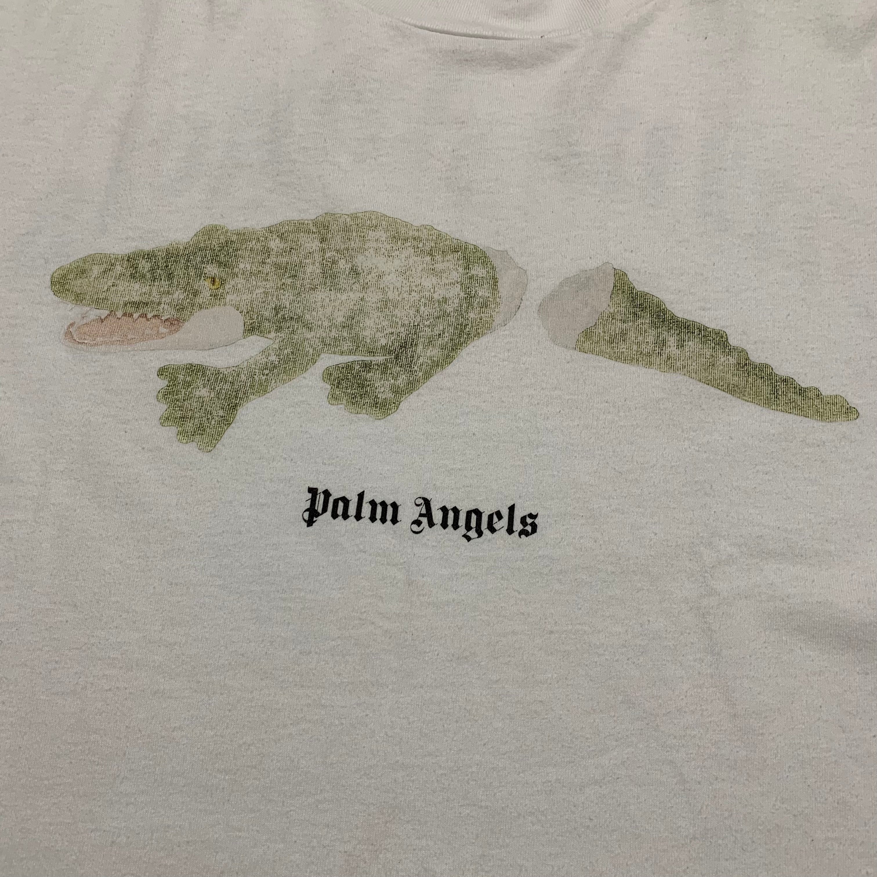 Palm Angels Medium Crocodile Graphic White Tee