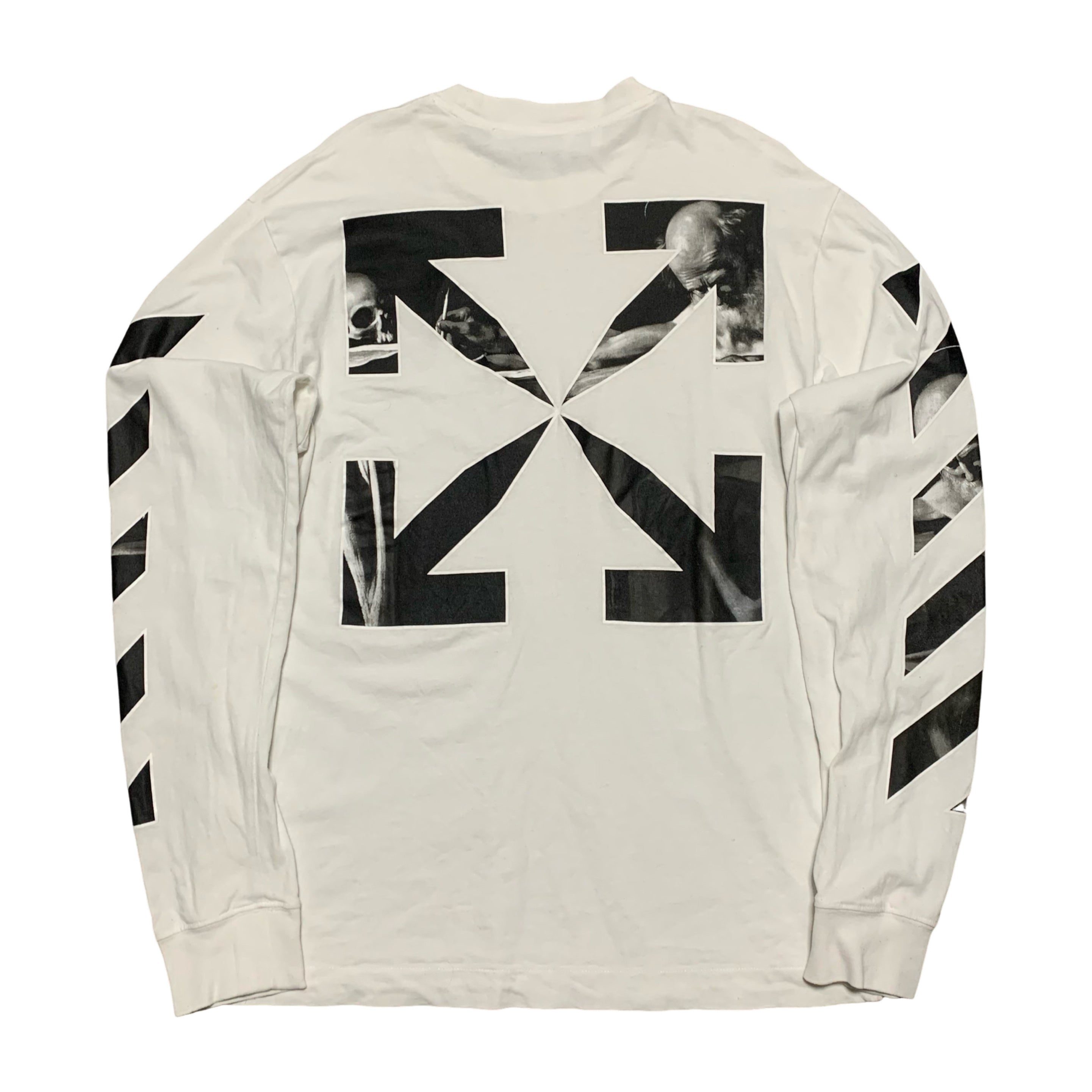 Off White Medium Caravaggio Arrows White Tee Long Sleeve Virgil Abloh