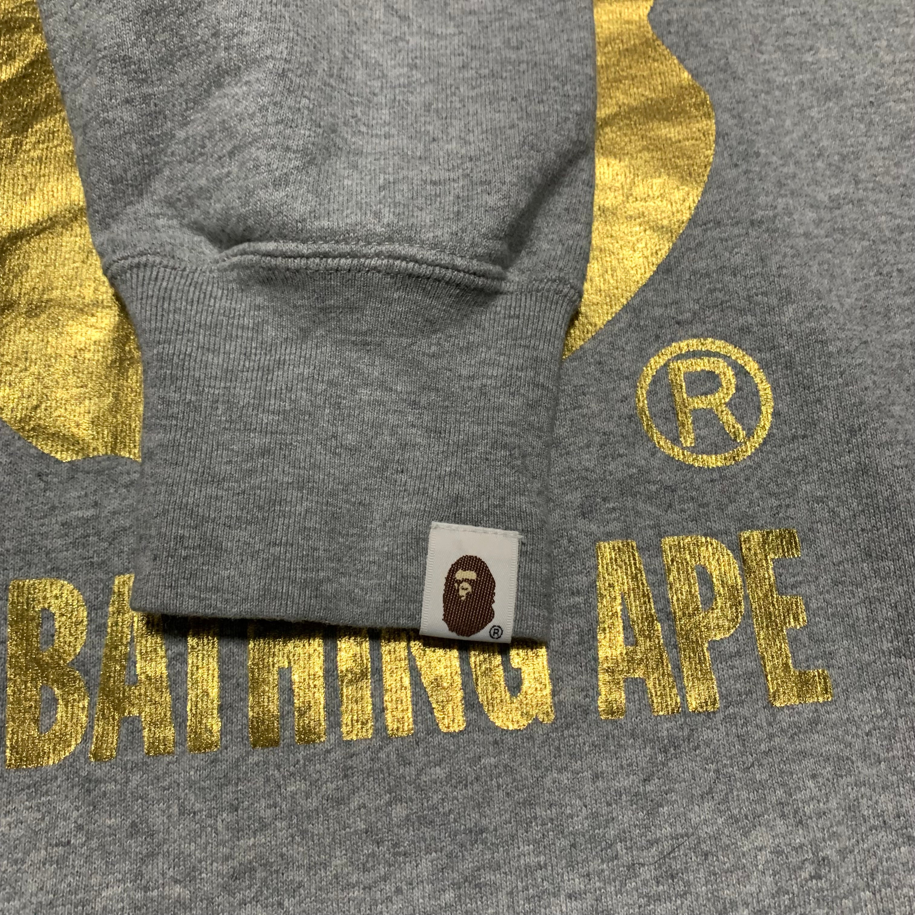 Bape Large Gold By Bathing Ape Grey Sweater Sweatshirt Crewneck A Bathing Ape