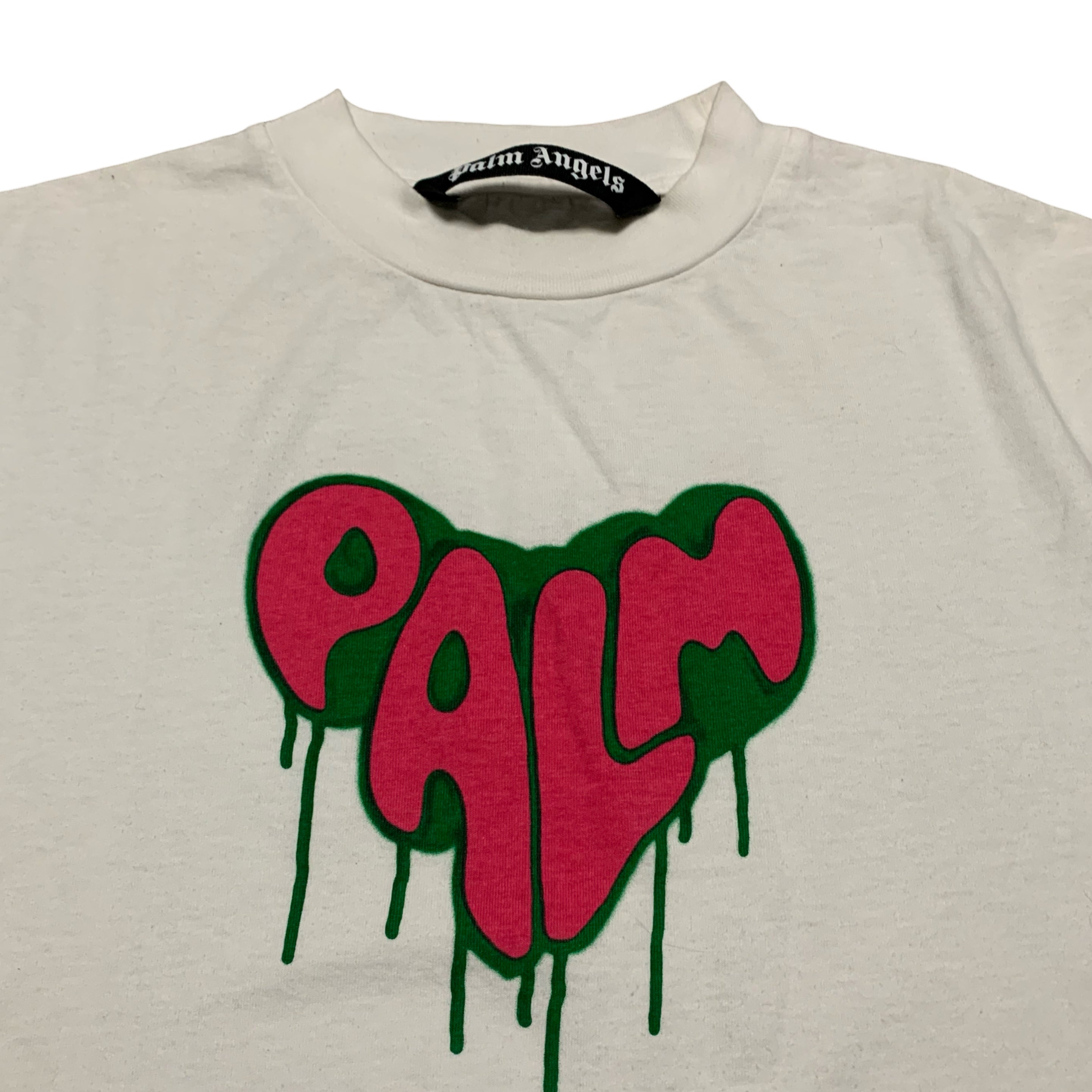 Palm Angels Small Spray Heart White Tee