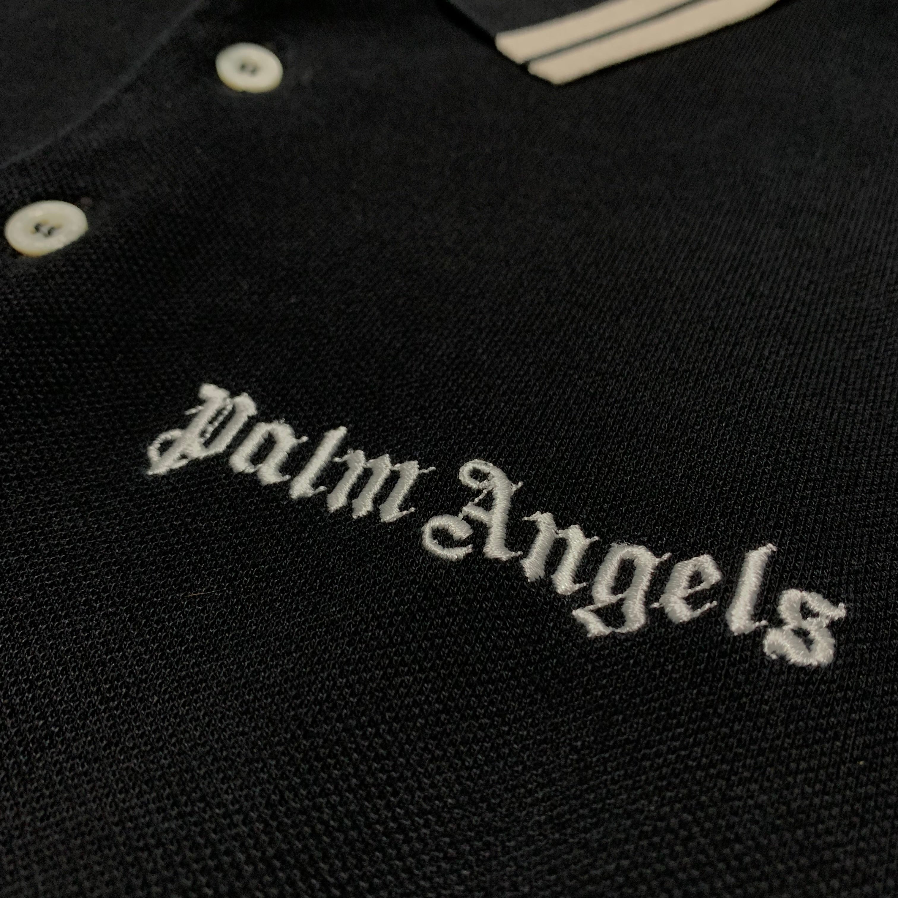 Palm Angels Medium Polo Shirt Black Button Top