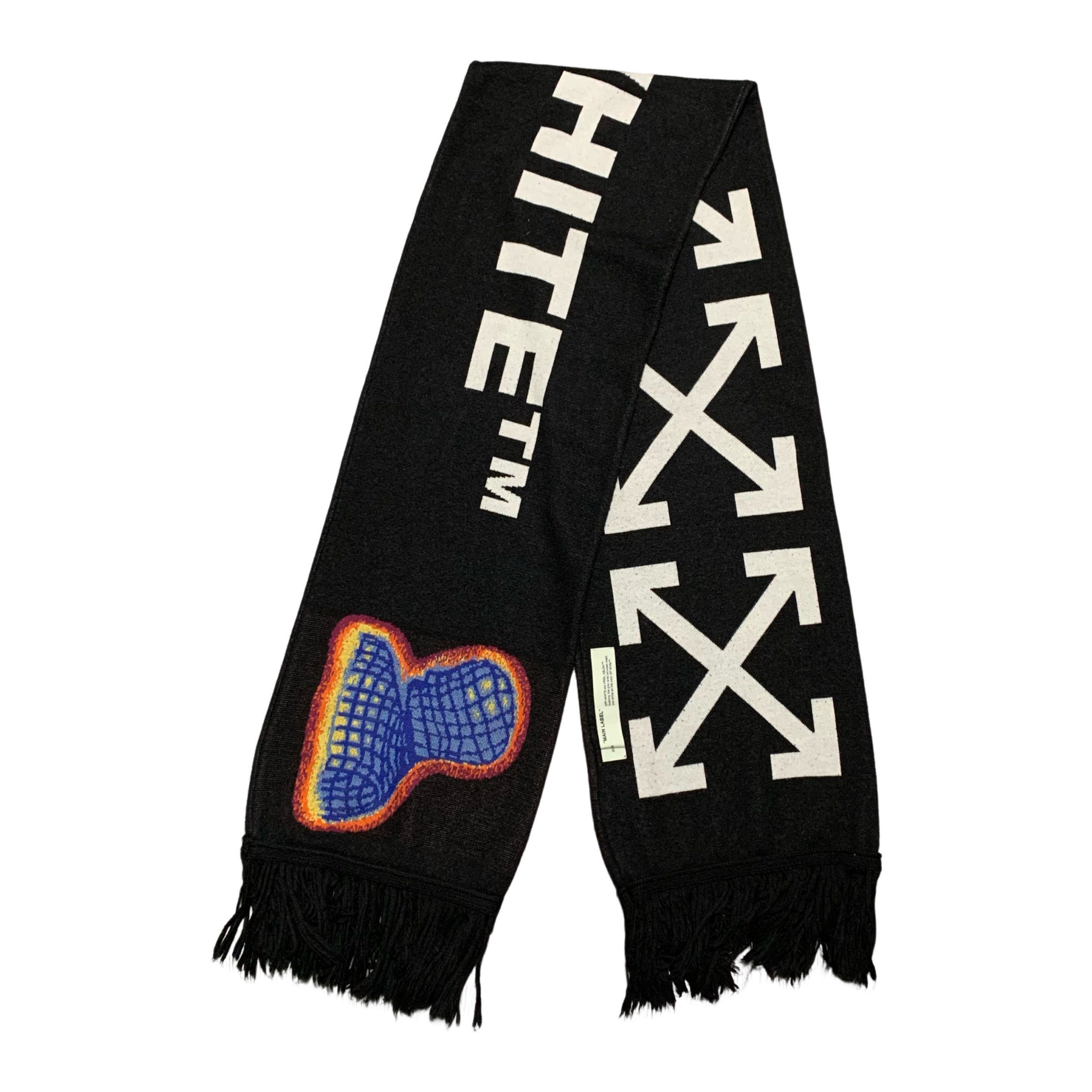 Off White Scarf Arrows Thermo Man Black Wool Scarf Virgil Abloh