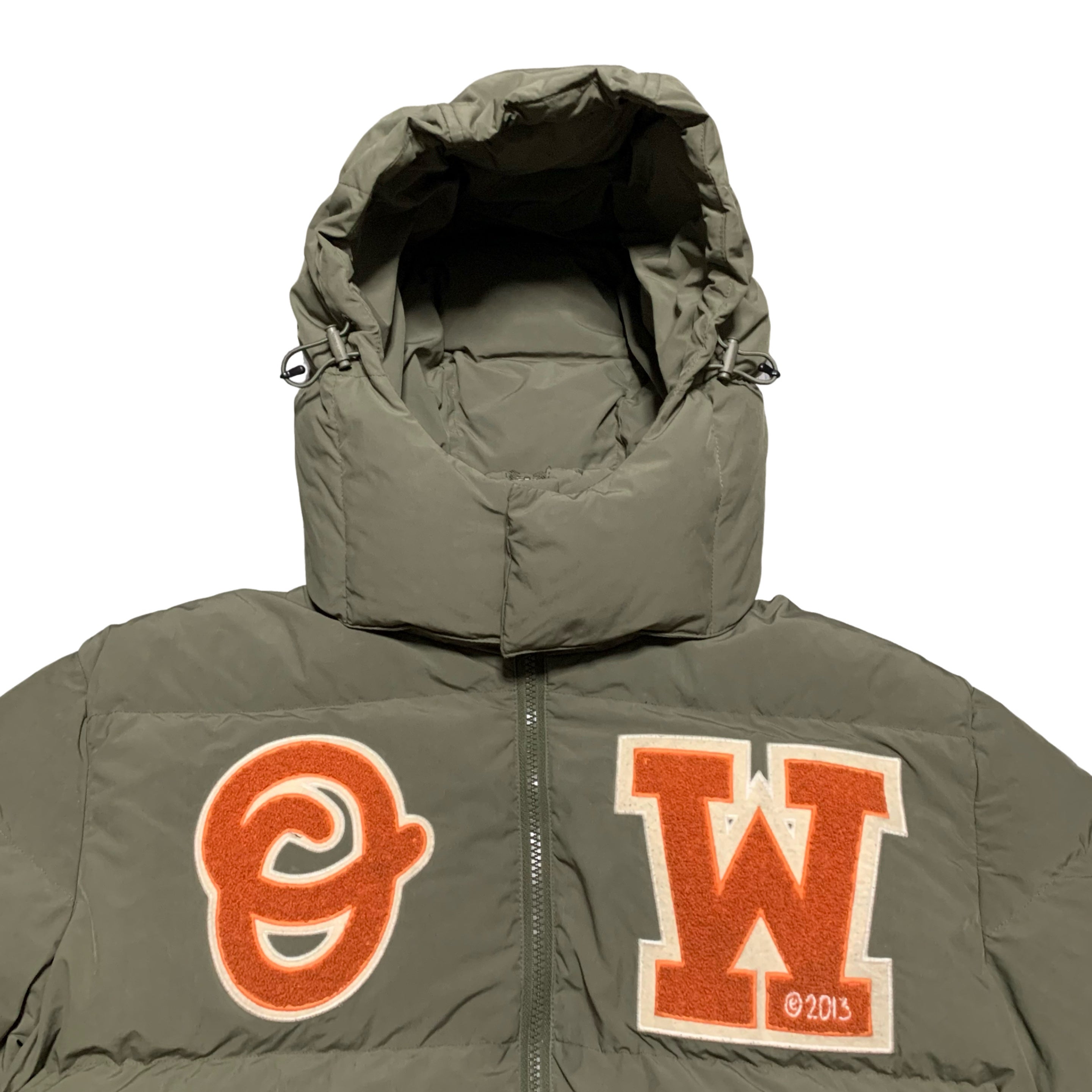 Off White Medium Puffer Logo Patch Army Green Jacket Virgil Abloh 2022