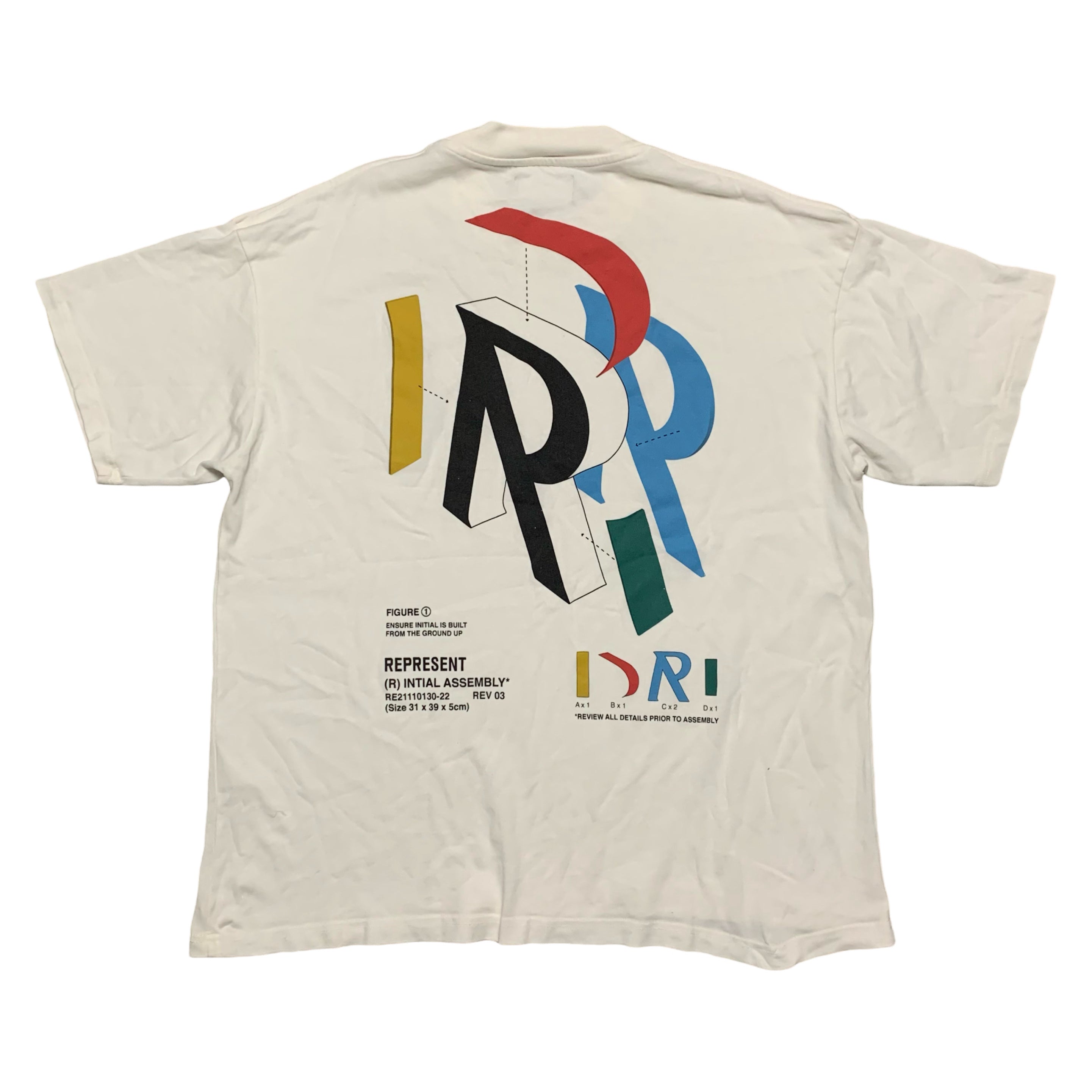 Represent Large Initial Assembly Flat White Tee