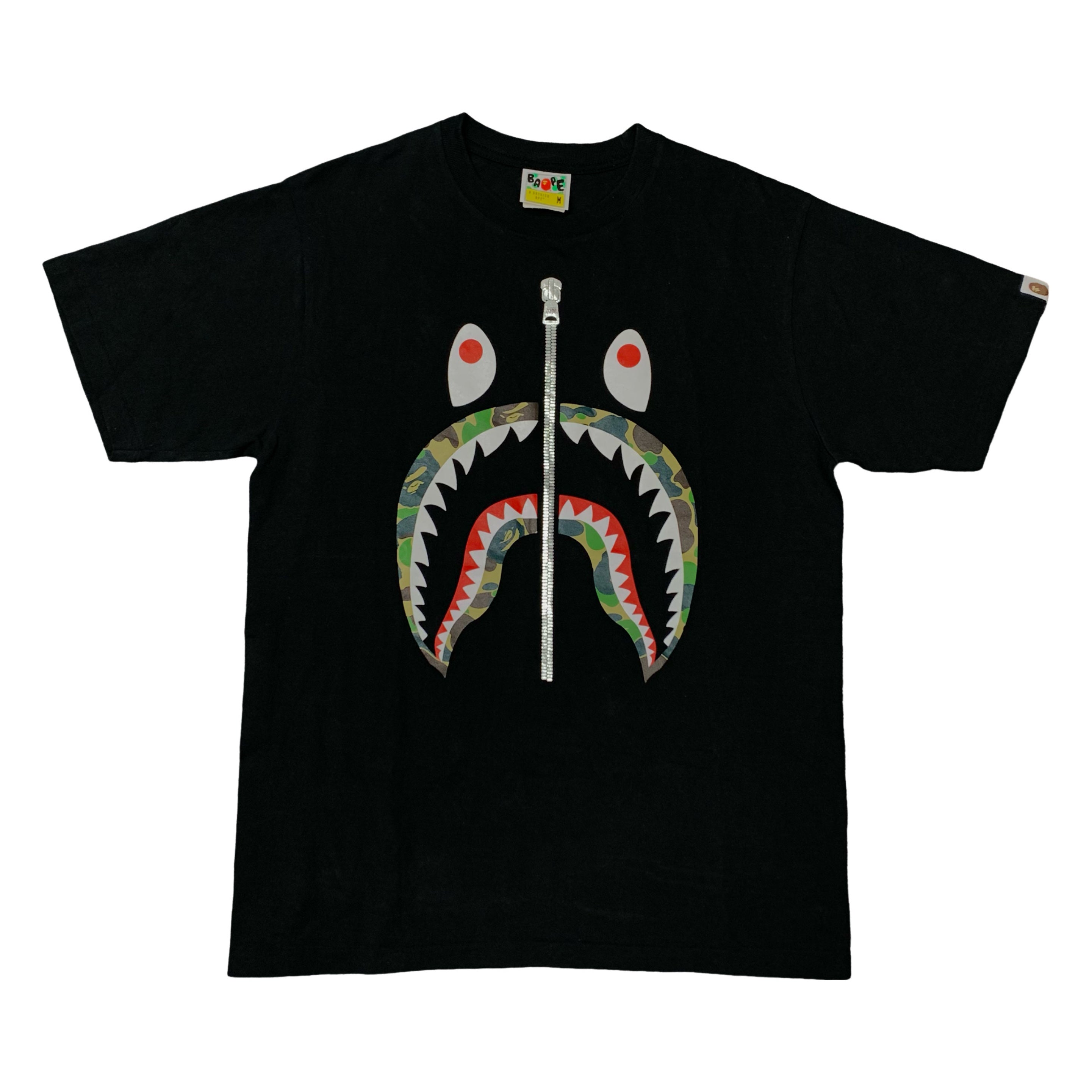 Bape Medium Tee Shark Green ABC Camo Black T-Shirt A Bathing Ape