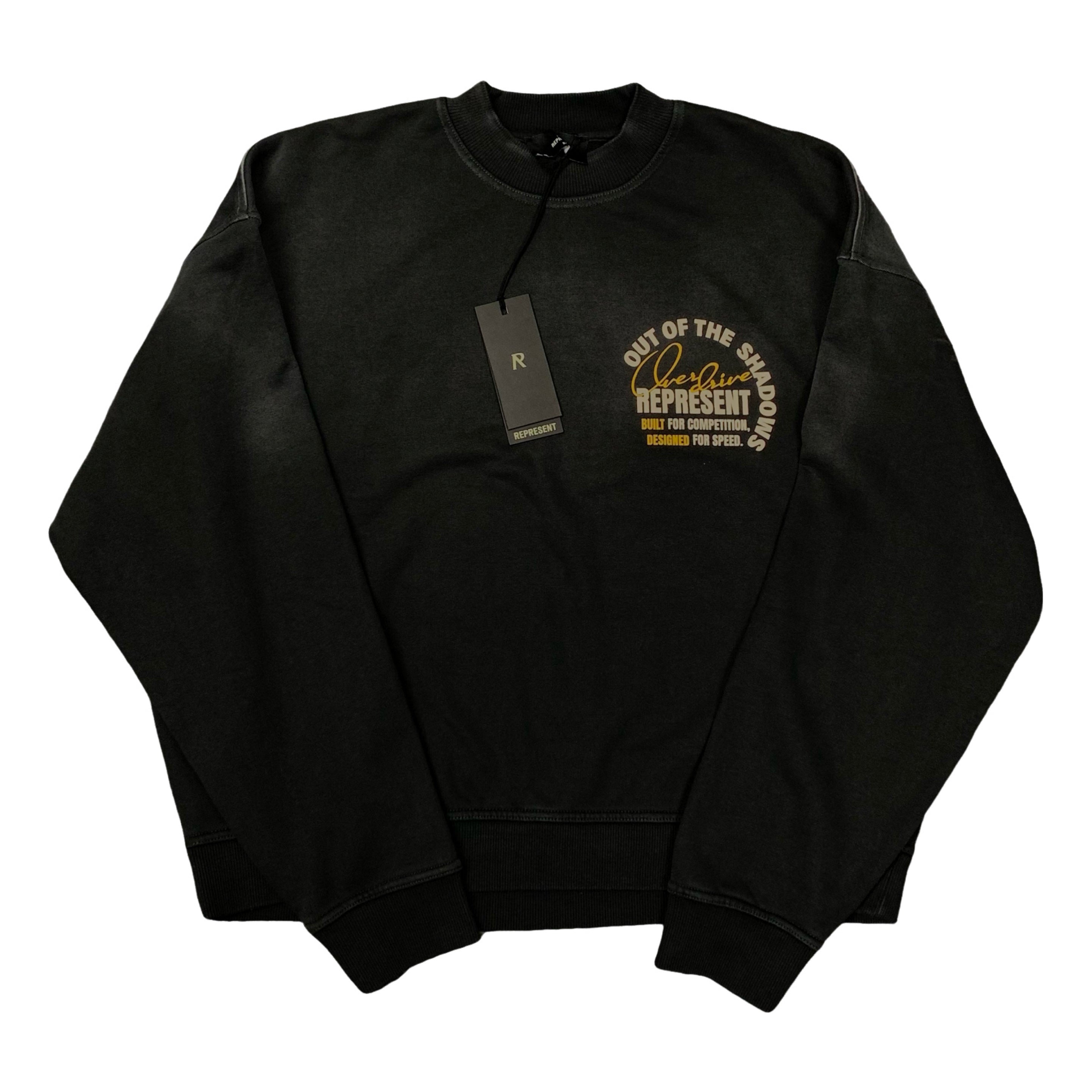 Represent XXS Sweater Out Of The Shadows Stained Black Oversized Sweatshirt Crewneck