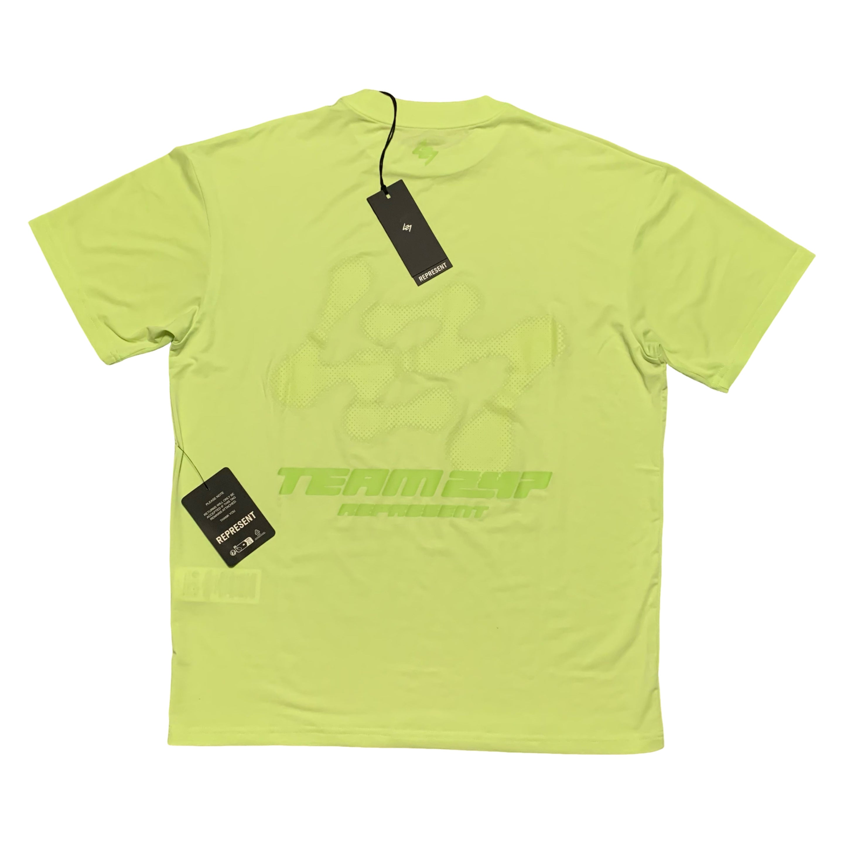 Represent XS 247 Oversized Tee Shadow Lime Green Gym Top