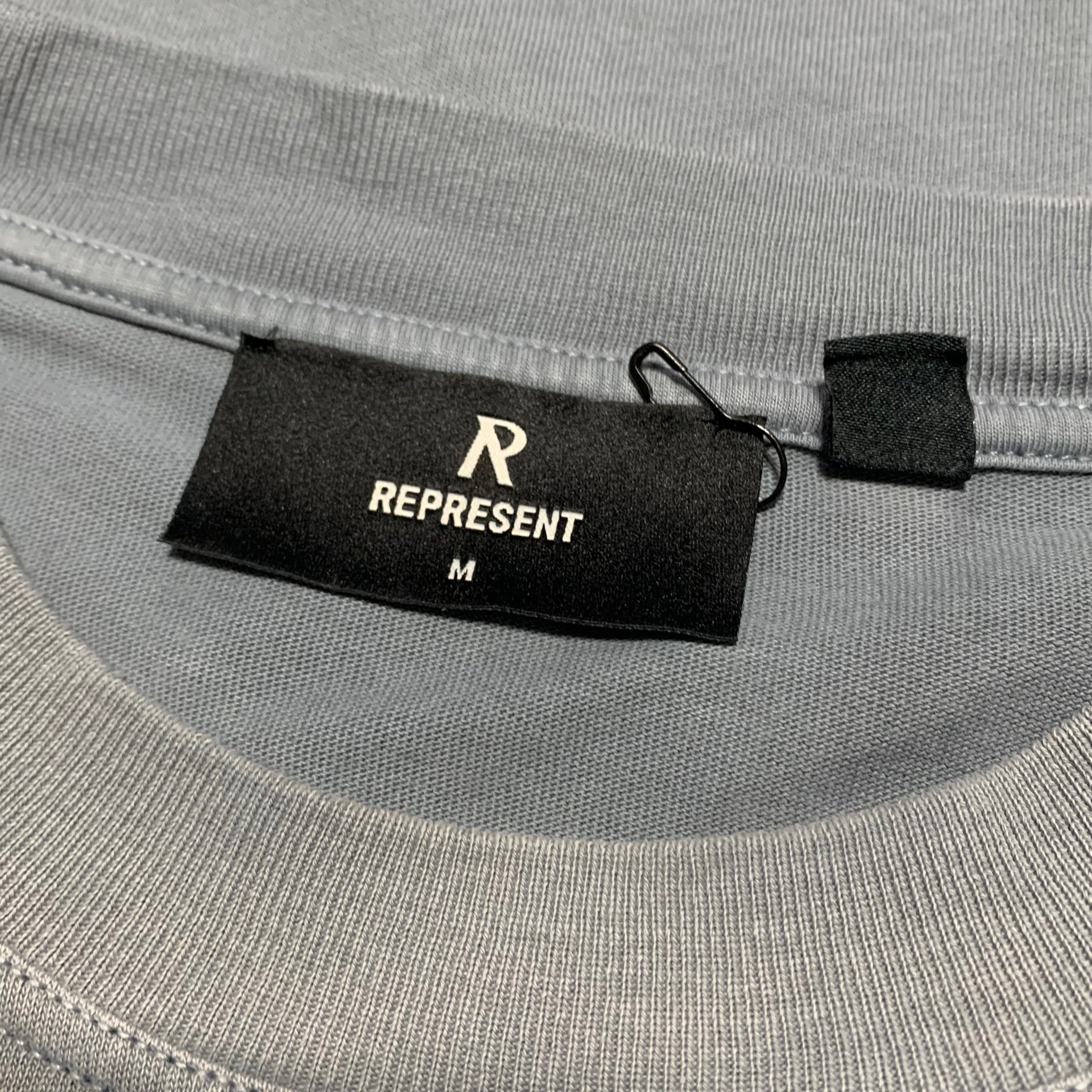 Represent Medium Patron Of The Club Washed Grey Tee Blue