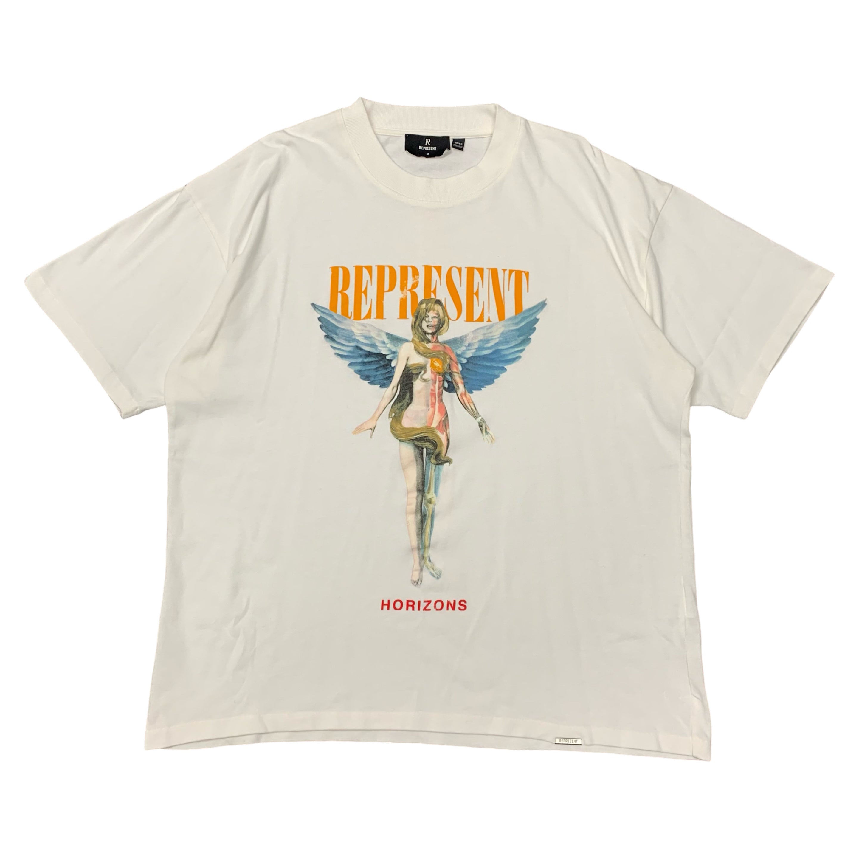 Represent Medium Reborn Horizons Flat White T-Shirt