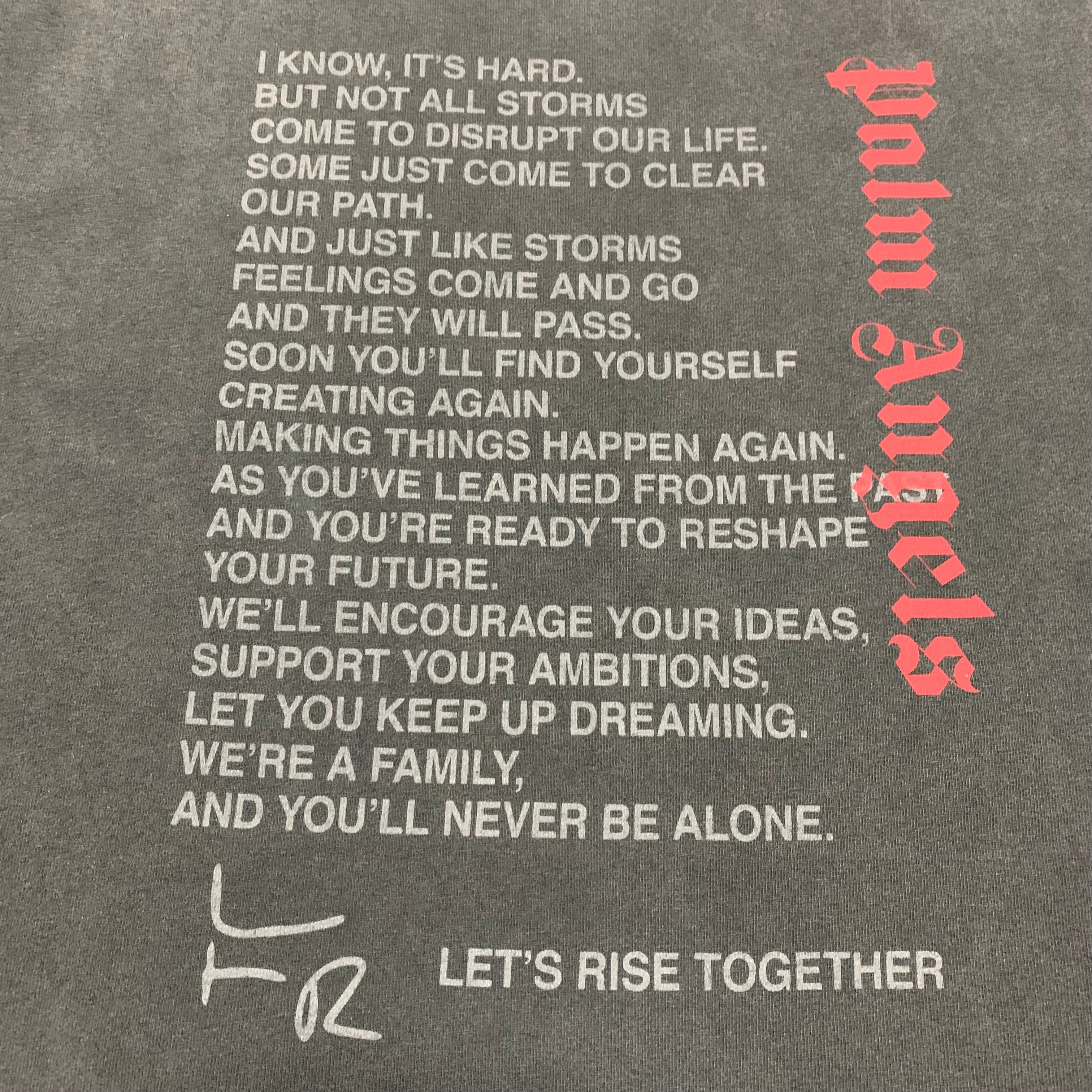 Palm Angels Large Lets Rise Together Grey Tee Limited Edition