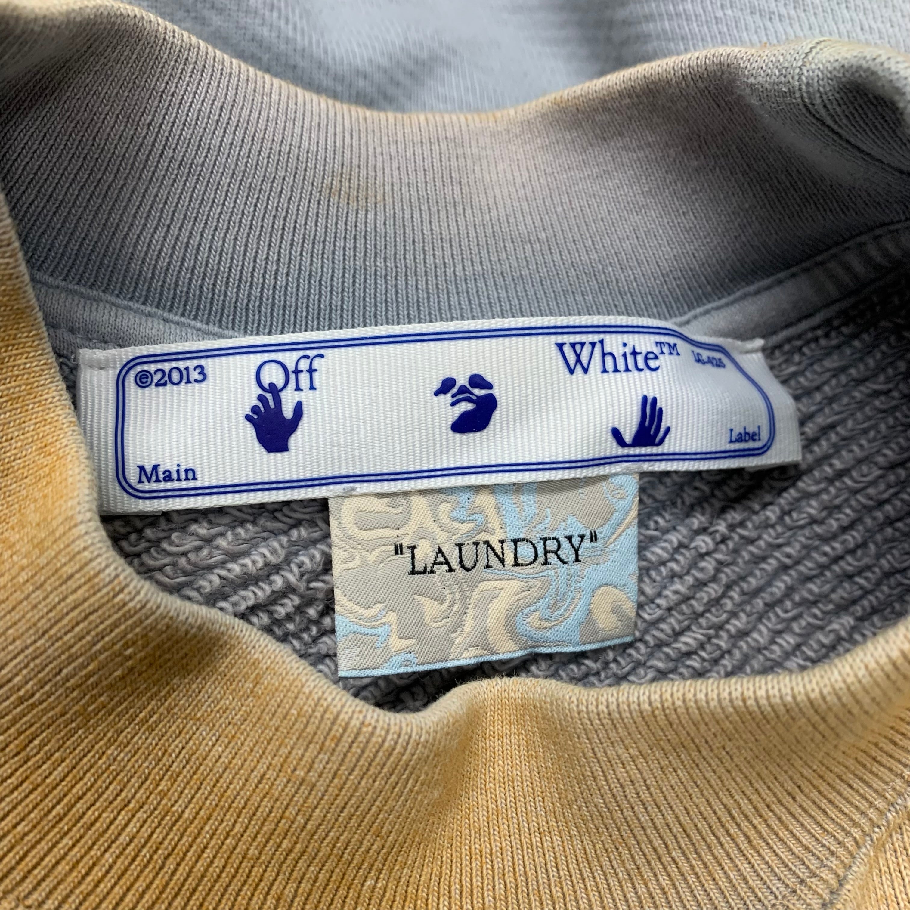 Off White XS Sweatshirt Tie Dye Light Blue Beige Crewneck Virgil Abloh Unisex