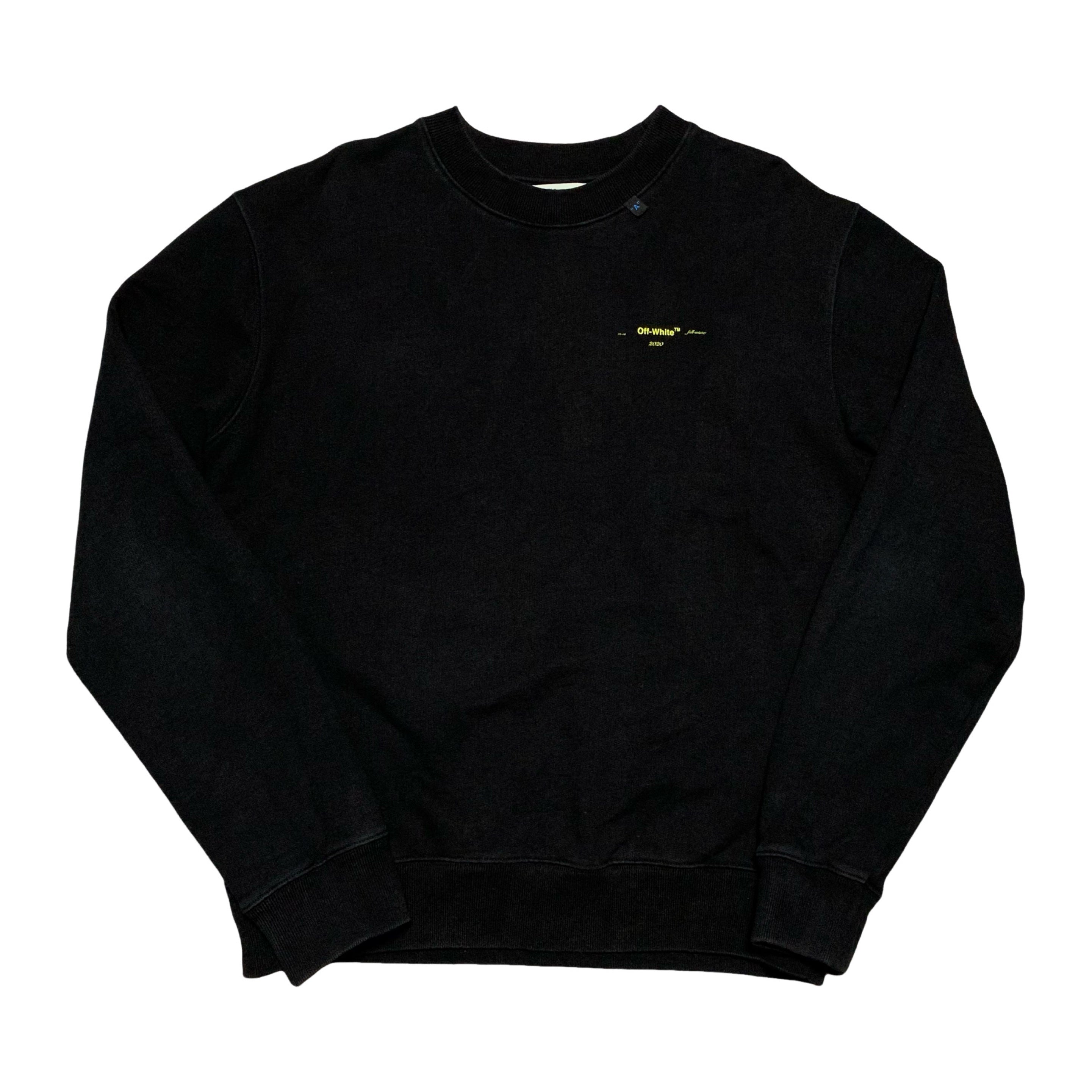 Off White Medium Acrylic Arrows Black Sweatshirt Crewneck Virgil Abloh Yellow Graphic