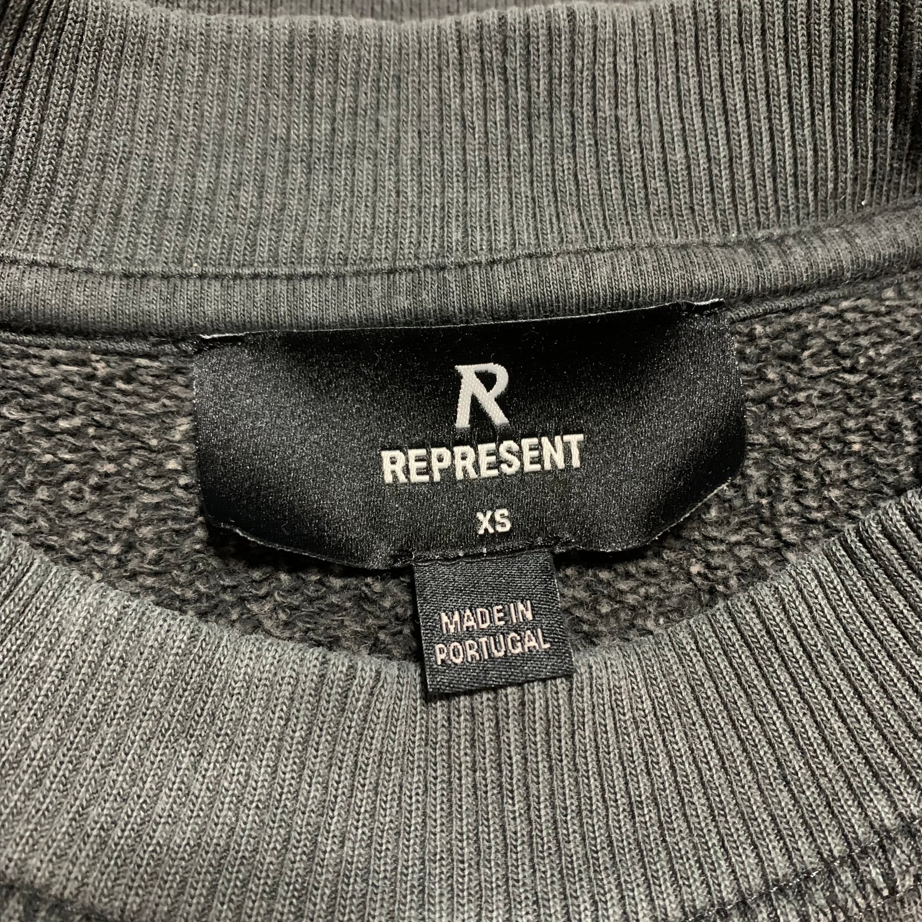 Represent XS Angel Border Stained Black Sweater Sweatshirt Crewneck