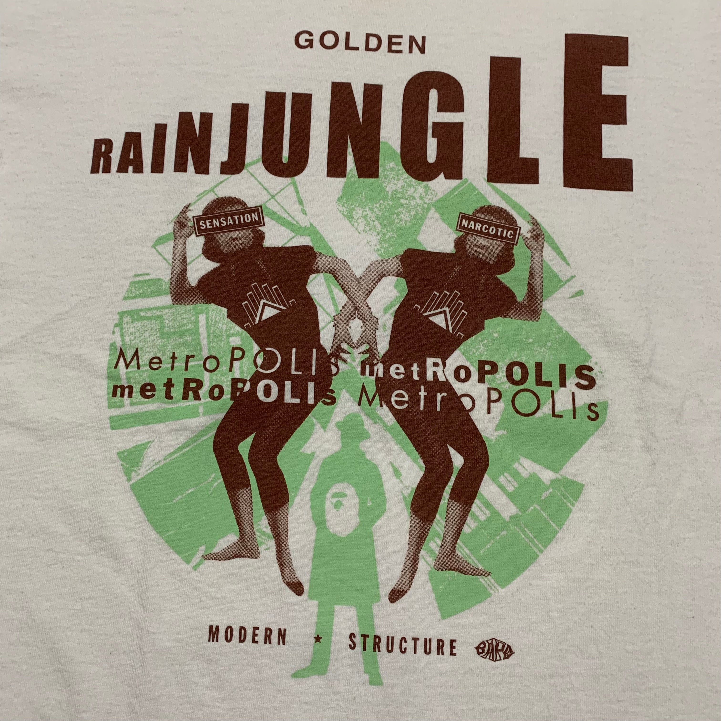 Bape Medium Rare Graphic White Tee A Bathing Ape 'Golden Rain Jungle'