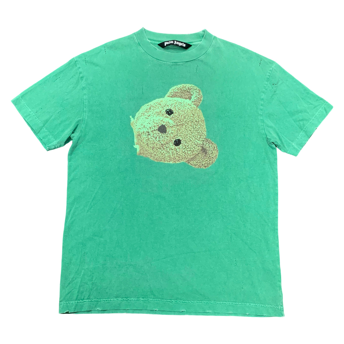 Palm Angels Large Tee Bear Green Distressed T-Shirt