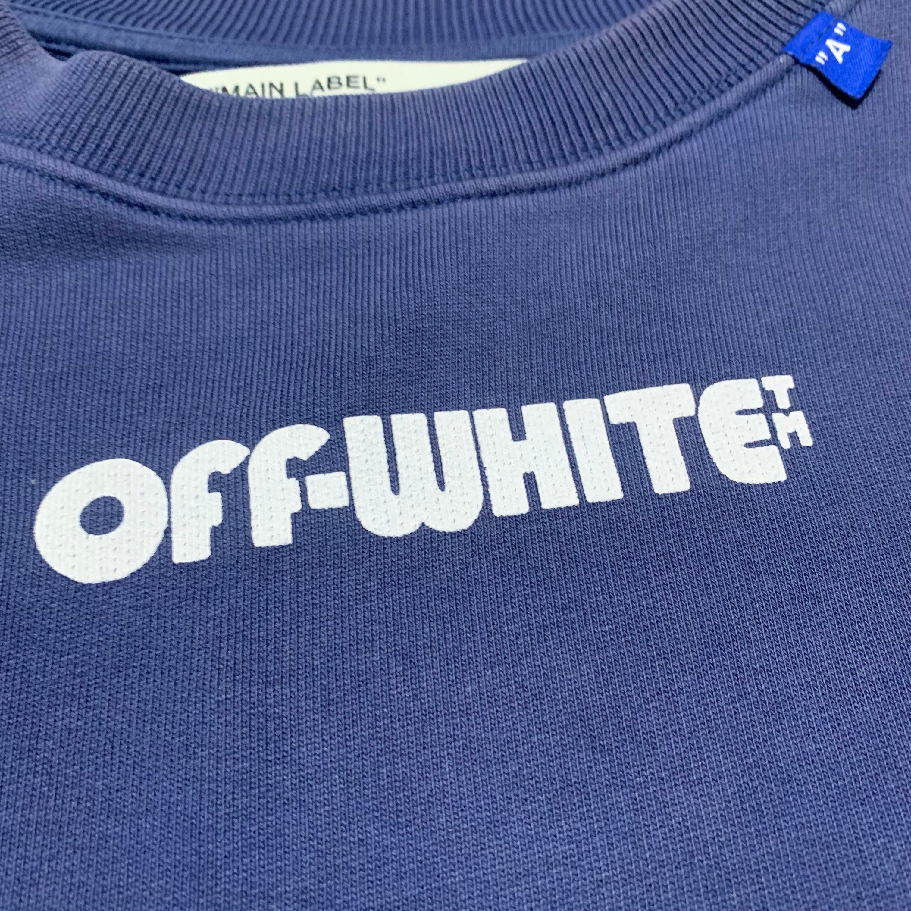 Off White Small Skull Skeleton Blue Sweatshirt Crewneck Virgil Abloh