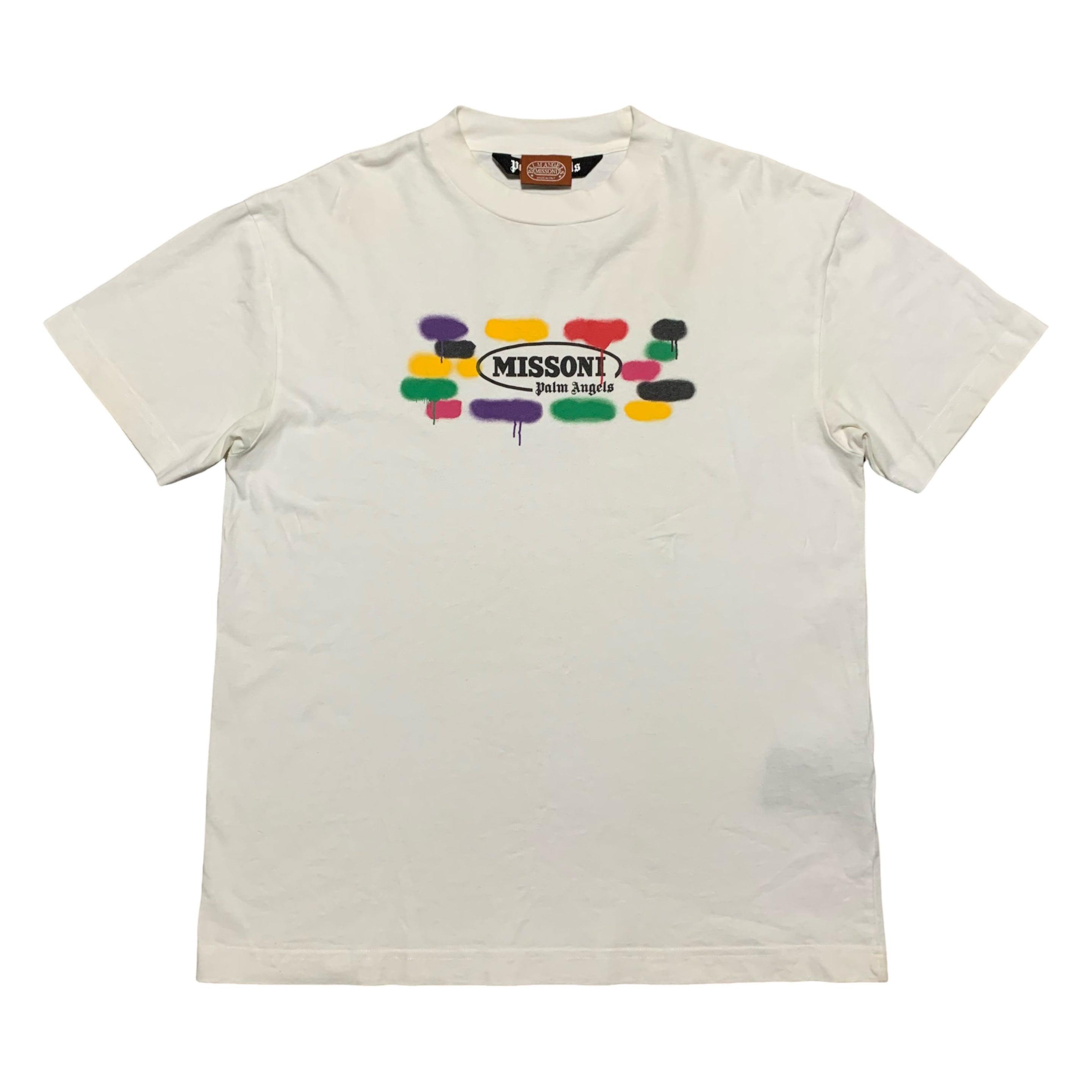 Palm Angels Large Missoni Spray Paint White Tee